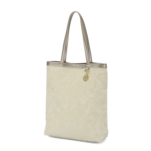 ラルジュ ローズ柄ジャガード チャームアクセント 軽量Ａ４トートバッグ