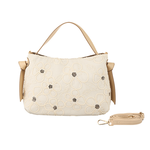 ラルジュ 花柄レース 軽量 ２ウェイショルダーバッグ