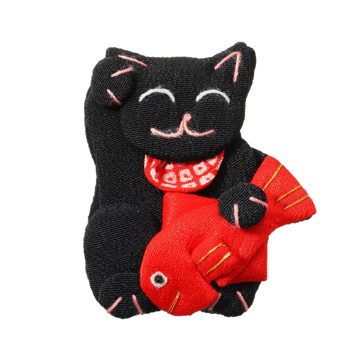 創作りょう タイ抱き猫モティーフ ブローチ