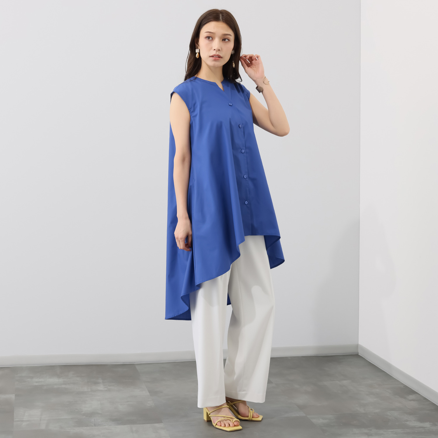 イシカワラボ★ヒトミ オーロラシルエット スリーブレス ロングシャツ