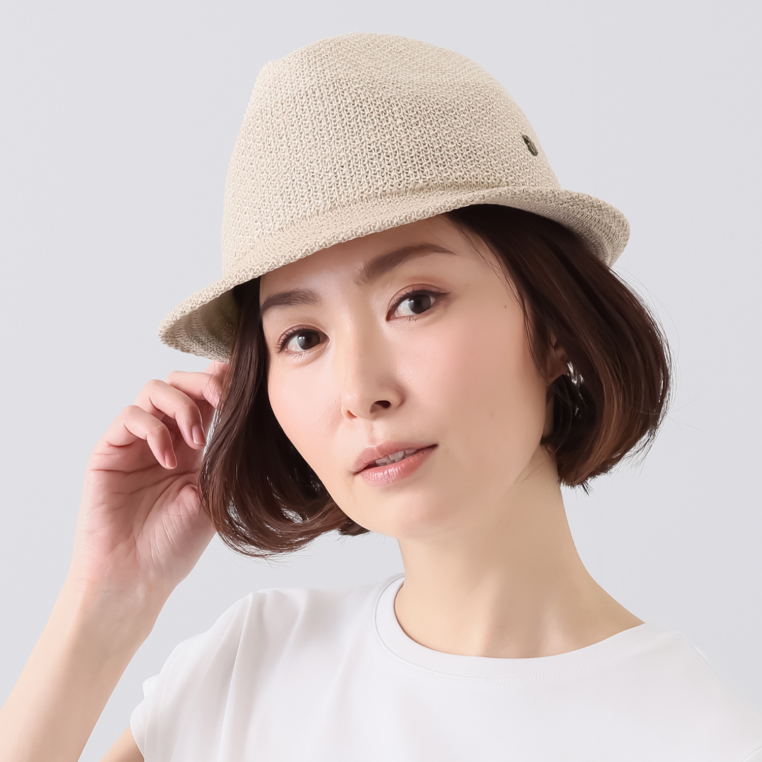 ベル・モード リネン混 グラデーション 中折れハット