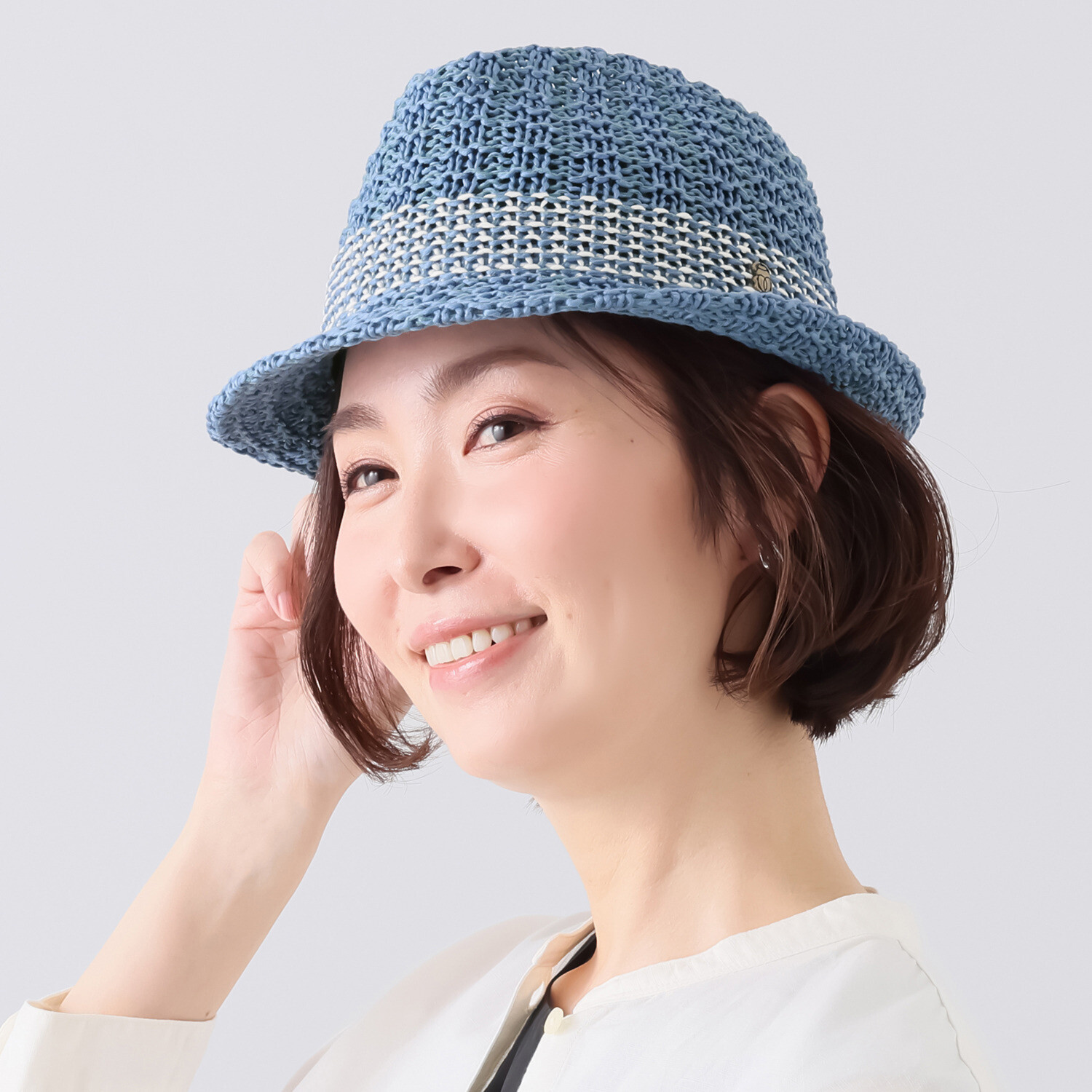 ベル・モード 擬麻加工コットン混 中折れハット