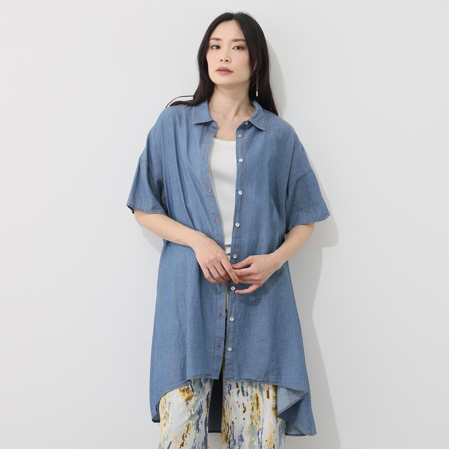 ダジュール ソフトコットン ロングブラウス