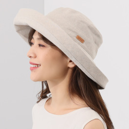 ＵＶカット リネン１００％ つば広ハット