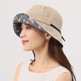 ＵＶカット リネン１００％ ウィリアム・モリス つば裏プリントハット