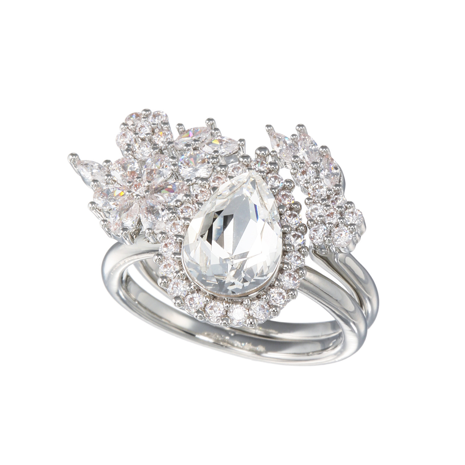 ユキコ　ハナイ ＣＺ＆ビジュウ フラワーガーデン リング２本セット