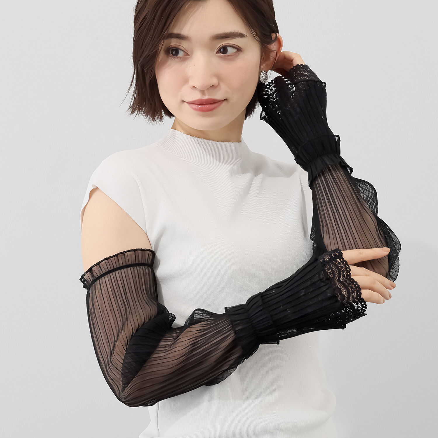 ユキコ　ハナイ ルーセントプリーツ アームカバー＆ フリルスリーブ セット