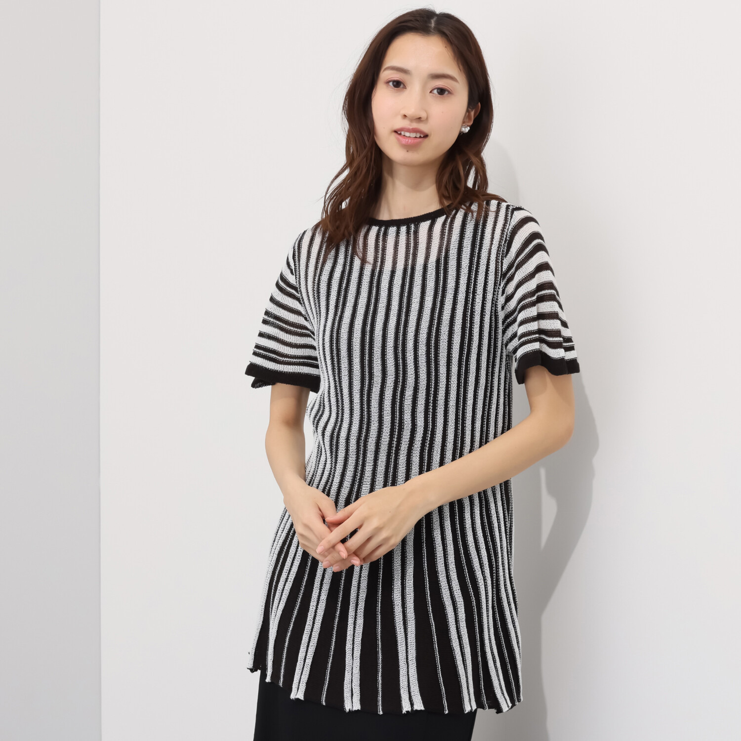 ダリュ　リファインド ストライプ柄 ペプラム チュニック