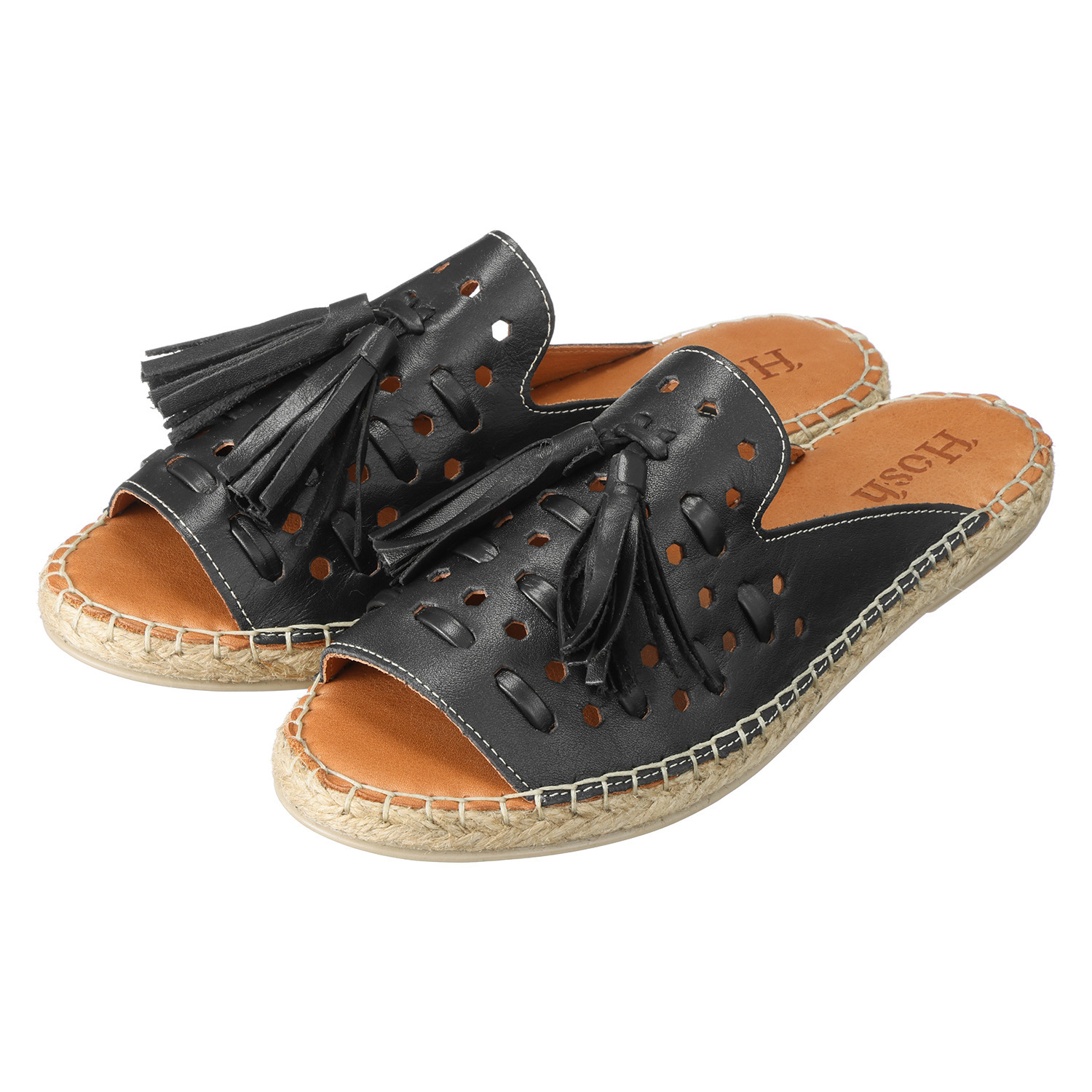 ホッシュ メイドインイスタンブール ソフト牛革　ジュート巻き フリンジサンダル