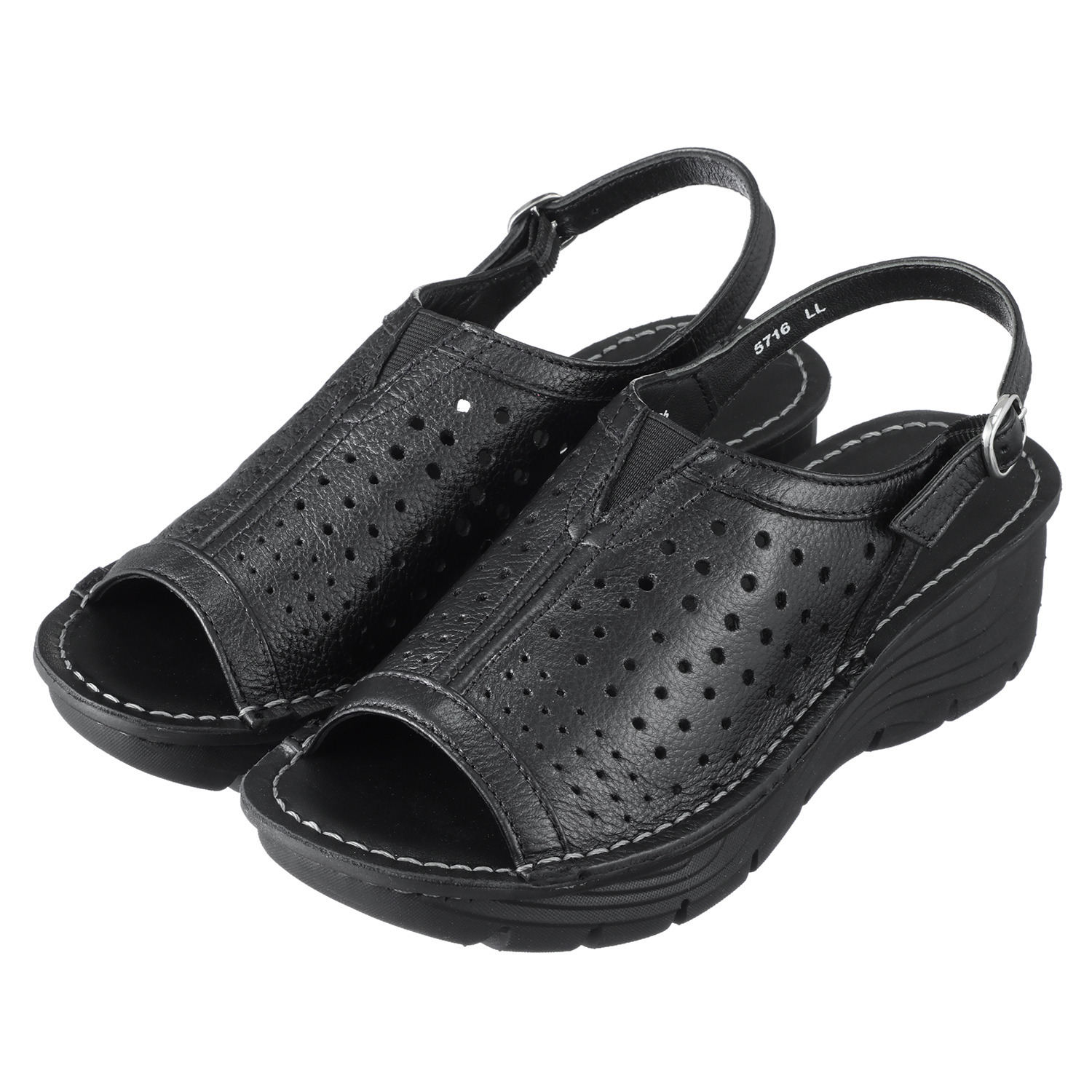 ミントドロップ 牛革 パンチングデザイン 軽量厚底サンダル