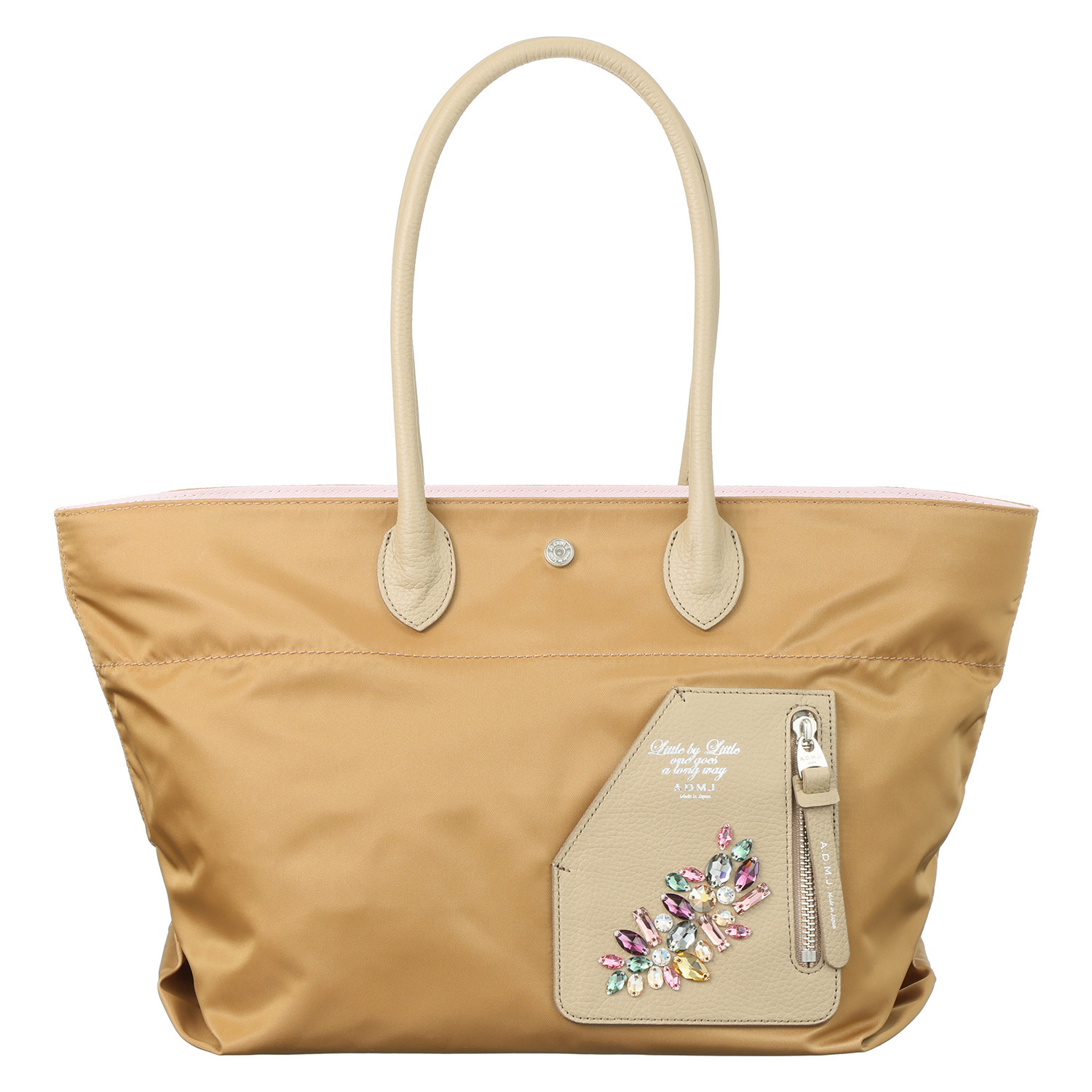 エーディーエムジェイ はっ水 イタリアンファブリック ファスナートートバッグ