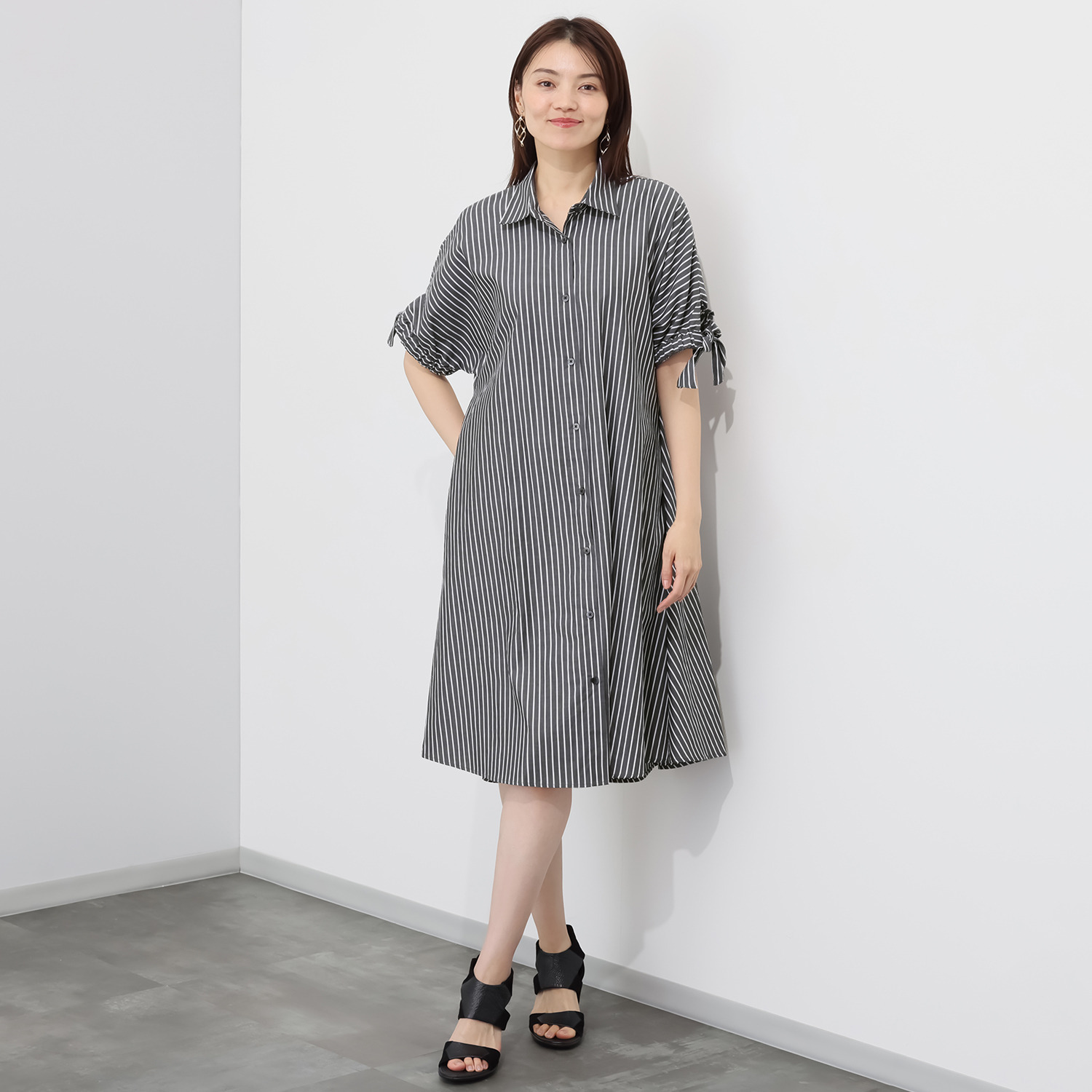 ダジュール コットン ストライプワンピース