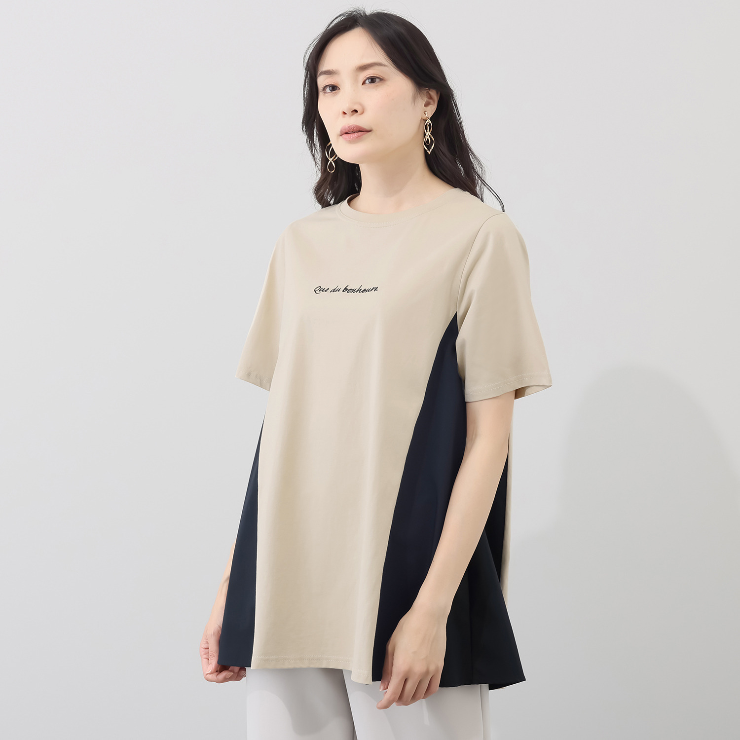 ダジュール ロゴ刺しゅう 配色チュニック