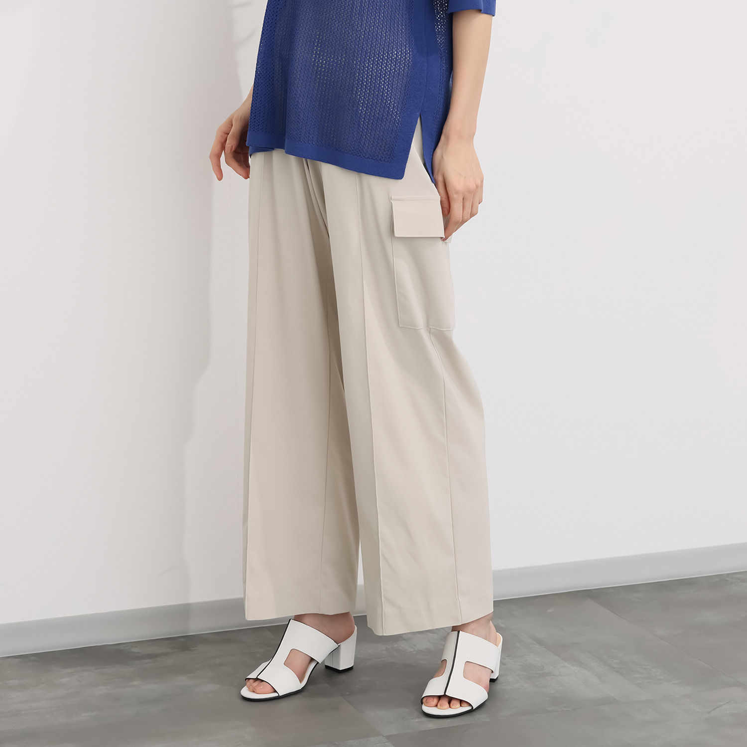 アトリエール 接触冷感・ＵＶカット ハイパワーストレッチ きれいめカーゴパンツ