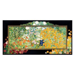 インテリアアート フレームまで広がる名画 クリムト “フラワーガーデン” ＜約３０×６０ｃｍ＞
