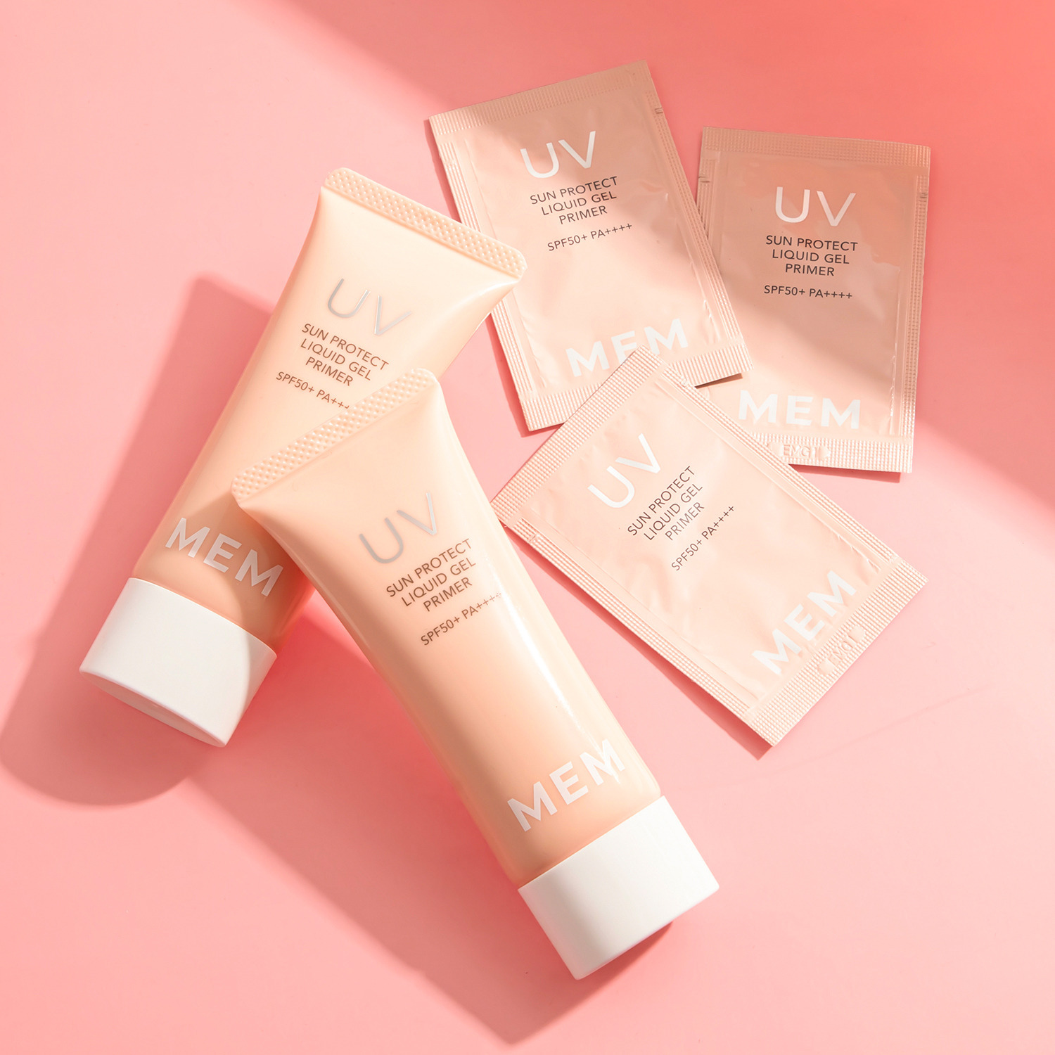 ＭＥＭ 毎日使いたくなる心地よさ メイク効果でくすみカバー 透明感ツヤ肌を演出！ サン　プロテクト リクイッド　ジェル プライマー ２本増量セット
