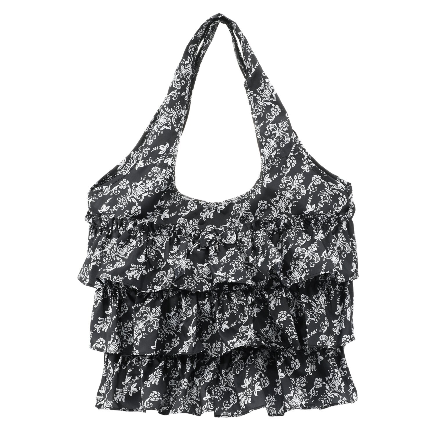 ラ　ルイス アラベスク柄 はっ水生地使用 フリルエコバッグ