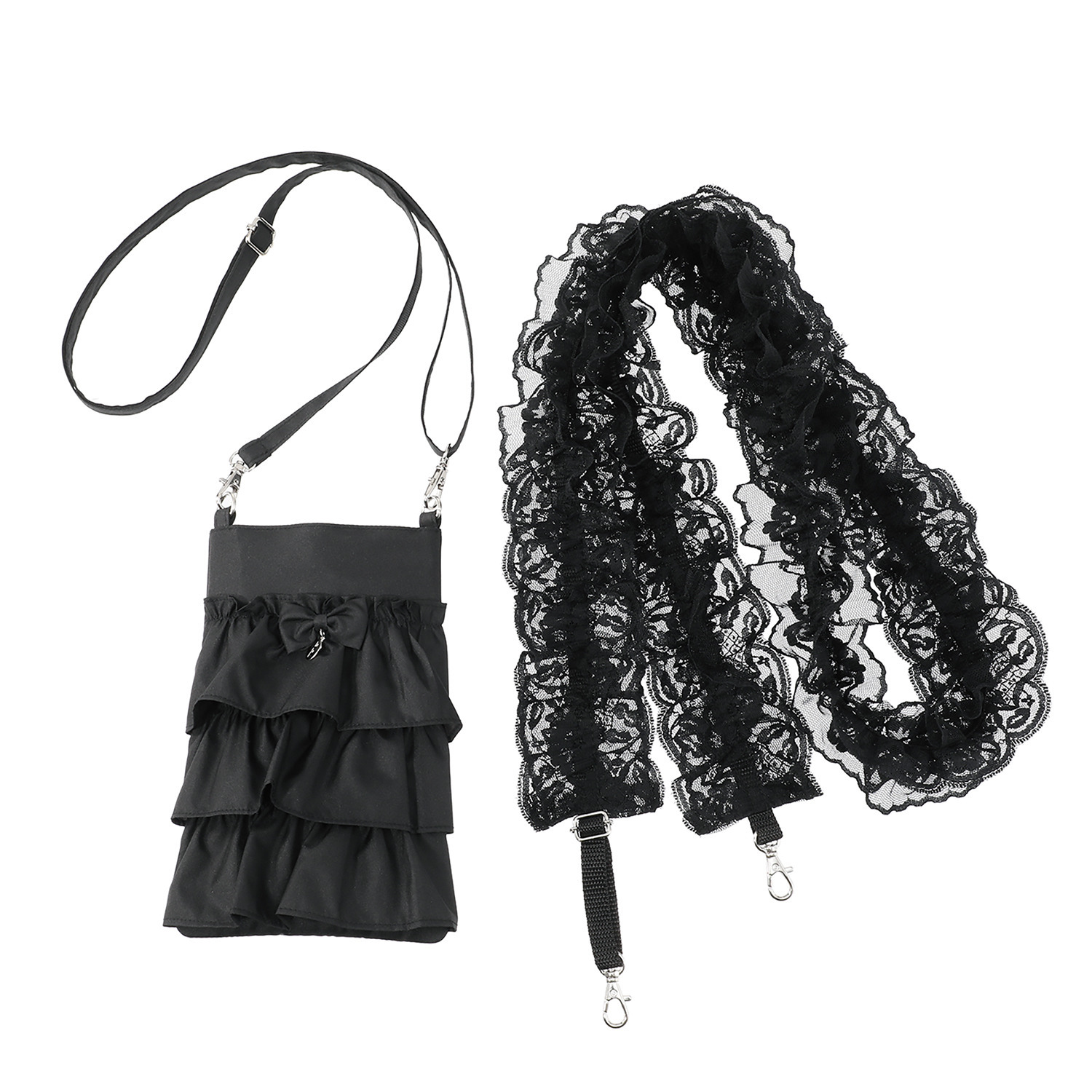 ラ　ルイス フリルスマホポシェット ＆日本製 レースフリルストラップ