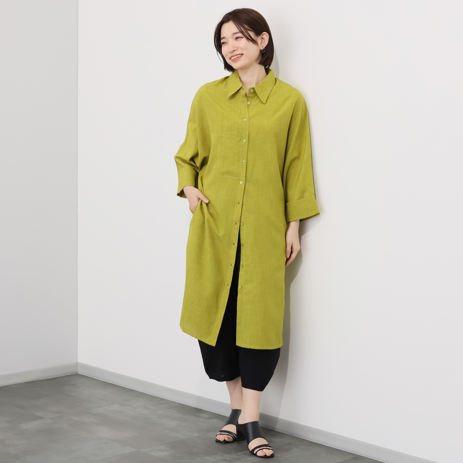 コイビトミサキ 前開き リラックス ロングシャツブラウス