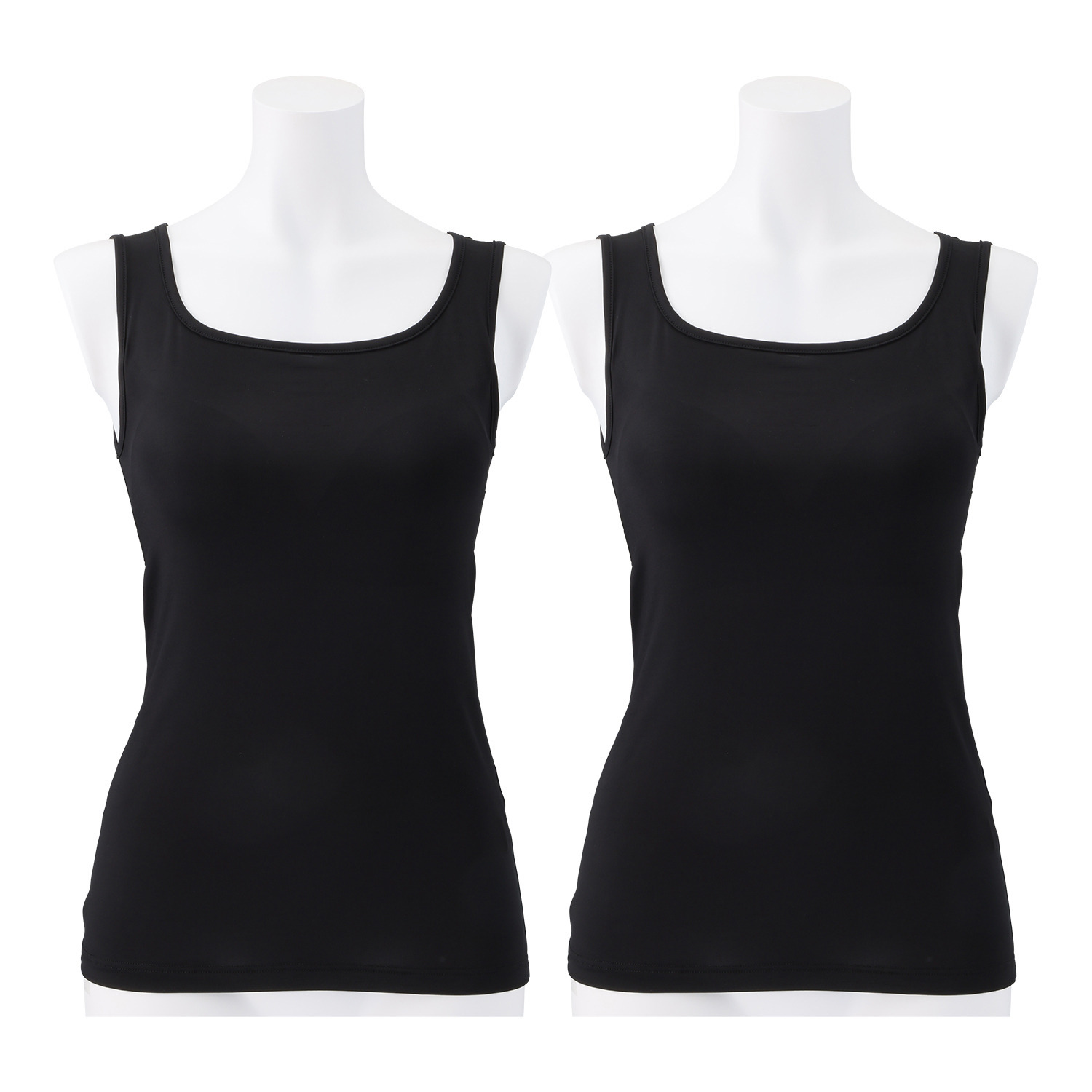 きれいになろう！ ひんやり涼しい！ プンギインギョン 接触冷感・抗菌防臭 カップ付きタンクトップ 同色２枚セット