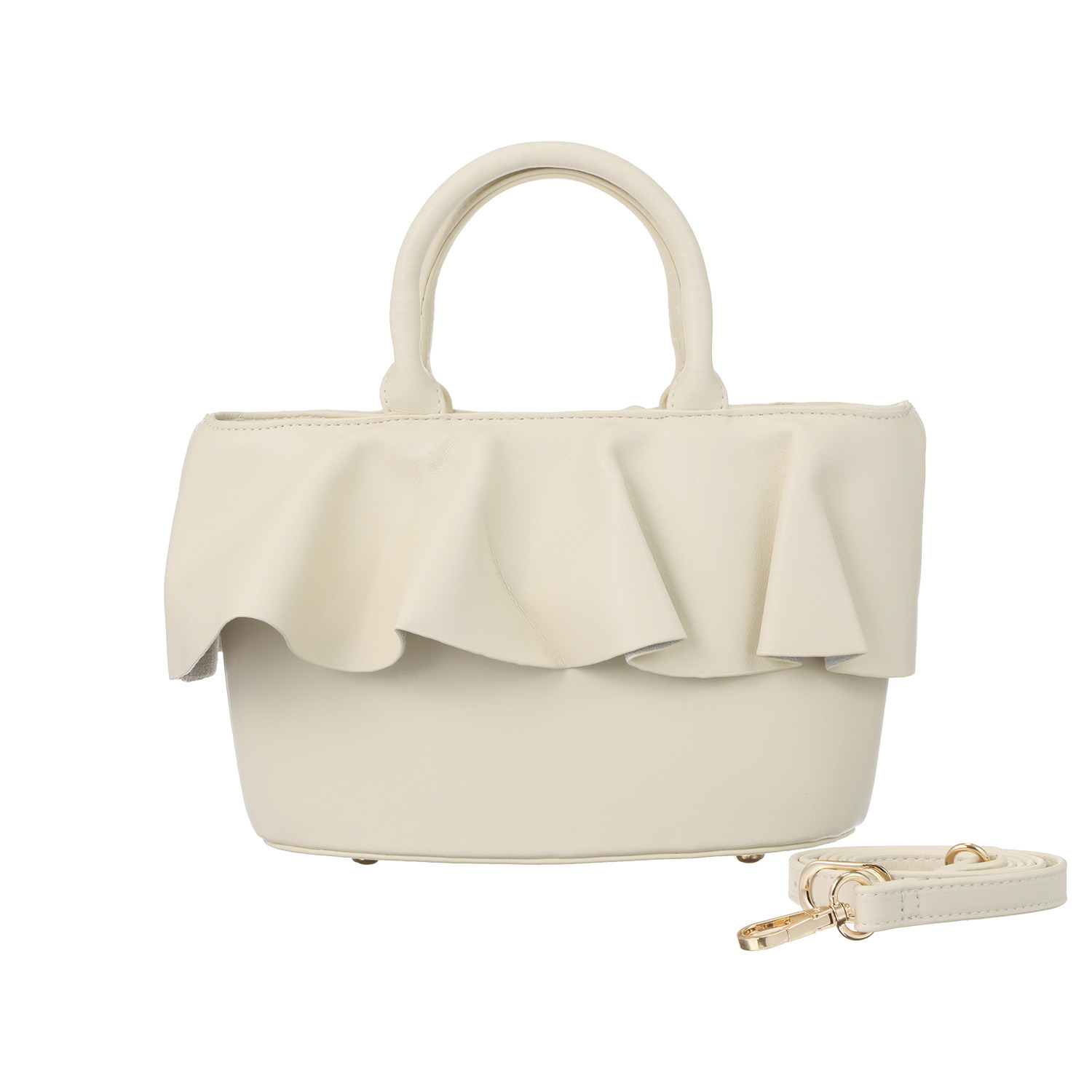 グッシオイタリー レザーフリル ２ウェイハンドバッグ