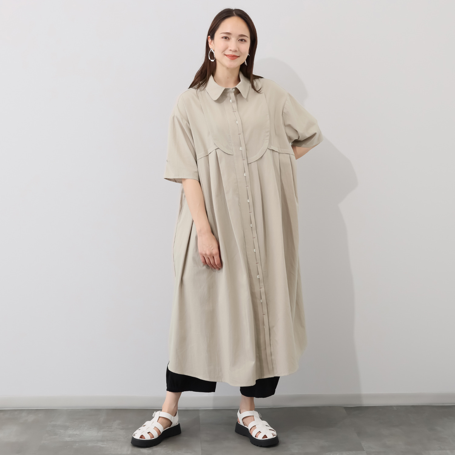 ベルポニー ワンピース風 デザインロングシャツ