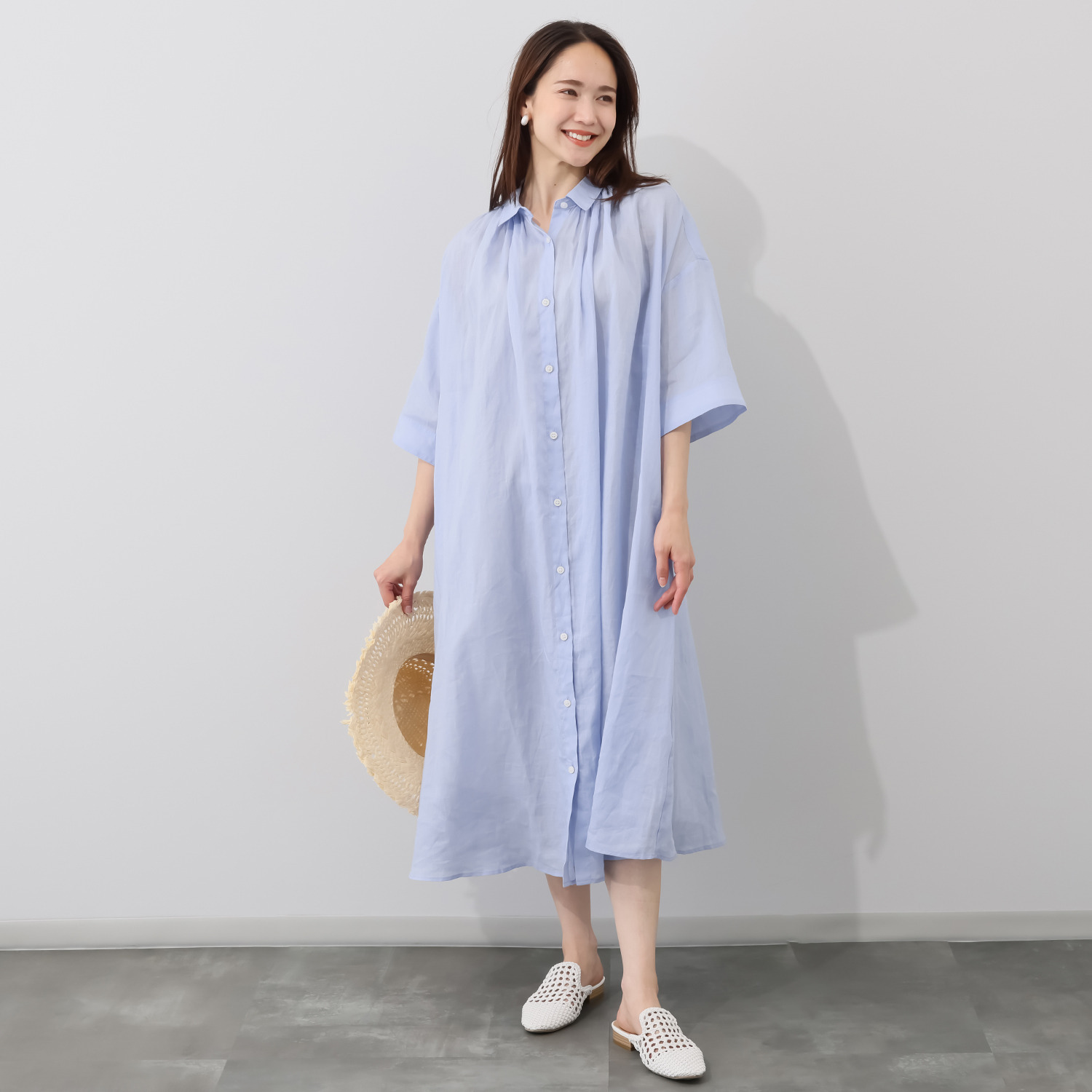 ラミー4 ラミー100％ ロングシャツワンピース- ショップチャンネル 