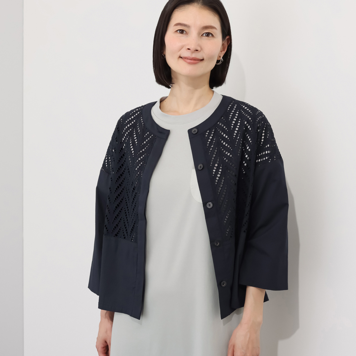 ダジュール カットワークレース切替 ブラウス