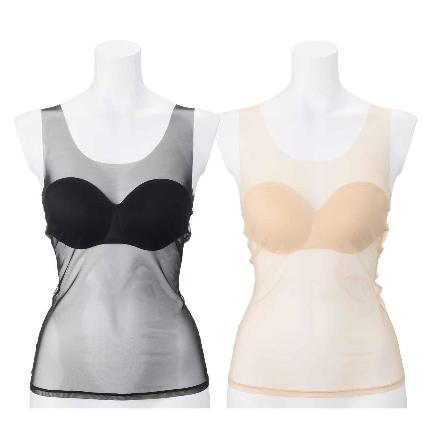 福助 着るだけでレタッチ効果！ スキントーンインナー カップ付タンクトップ ２枚セット ＜Ｍ、Ｌ＞