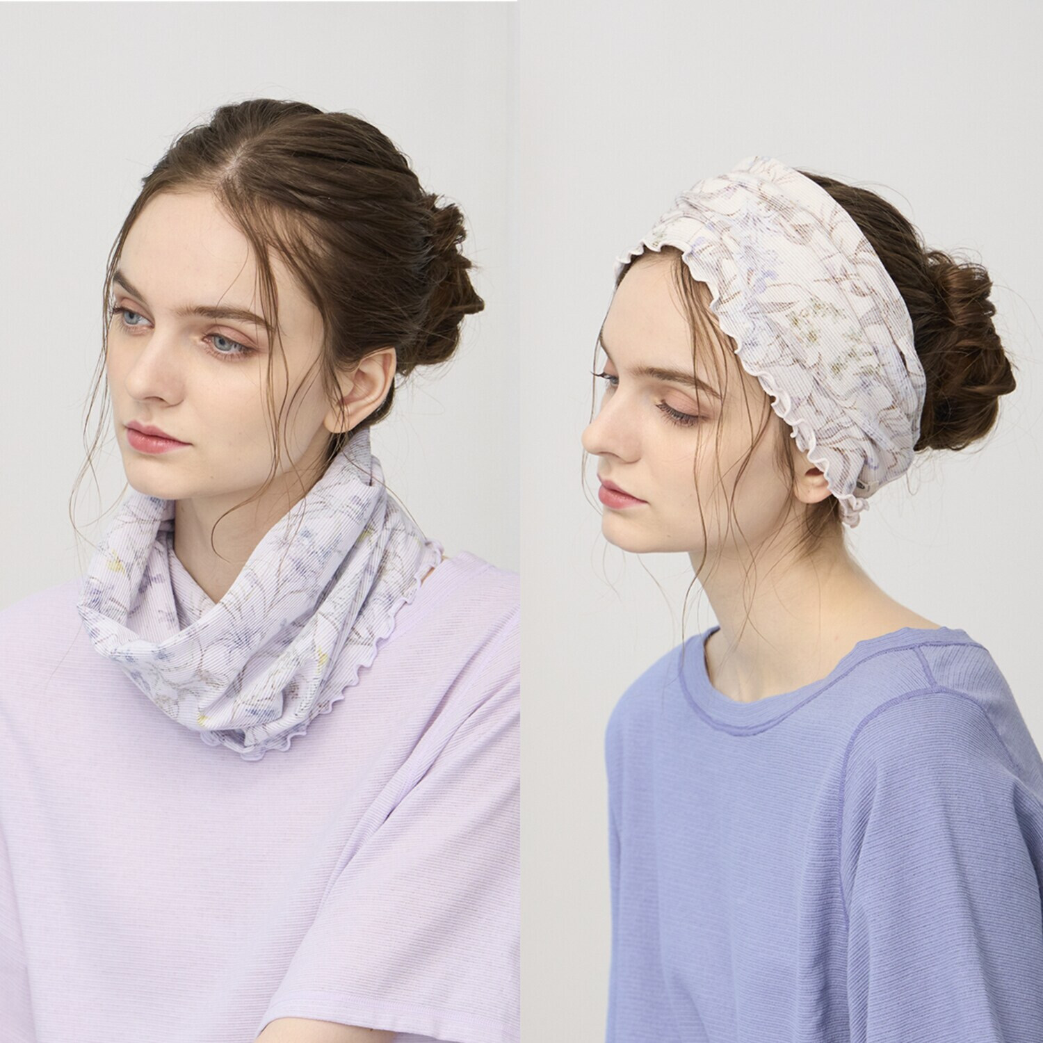 丸福ガーゼ ムレにくくて快適！速乾 綿モダール混 ボタニカルプリント マルチウォーマー ２枚セット