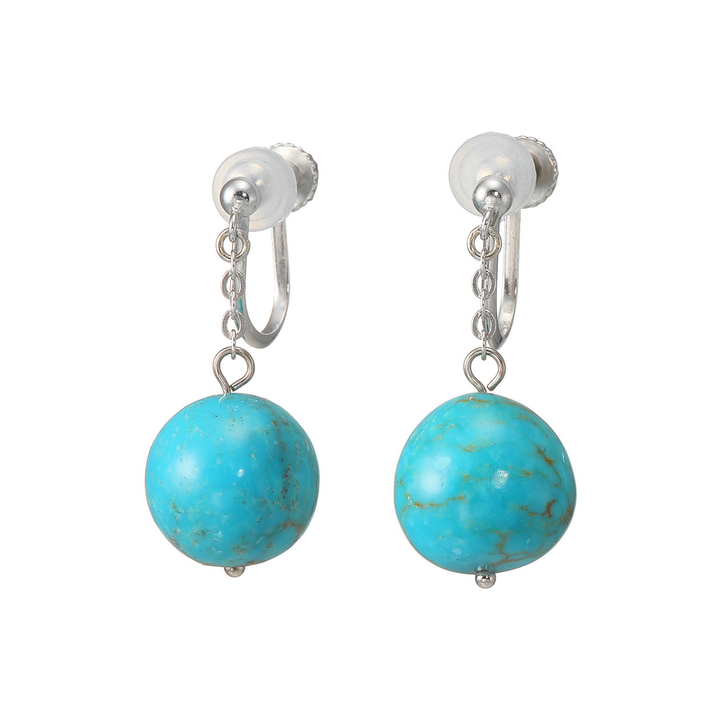 ミケランジェロ シルバー アリゾナ産ターコイズ タンブルビーズ イヤリング／ピアス
