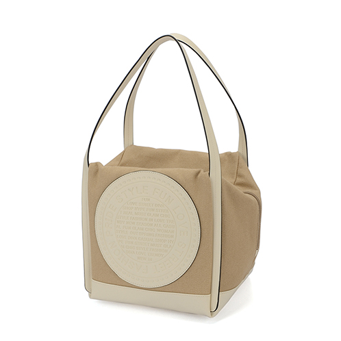 ラルジュ サークル型押アクセント キューブバッグ