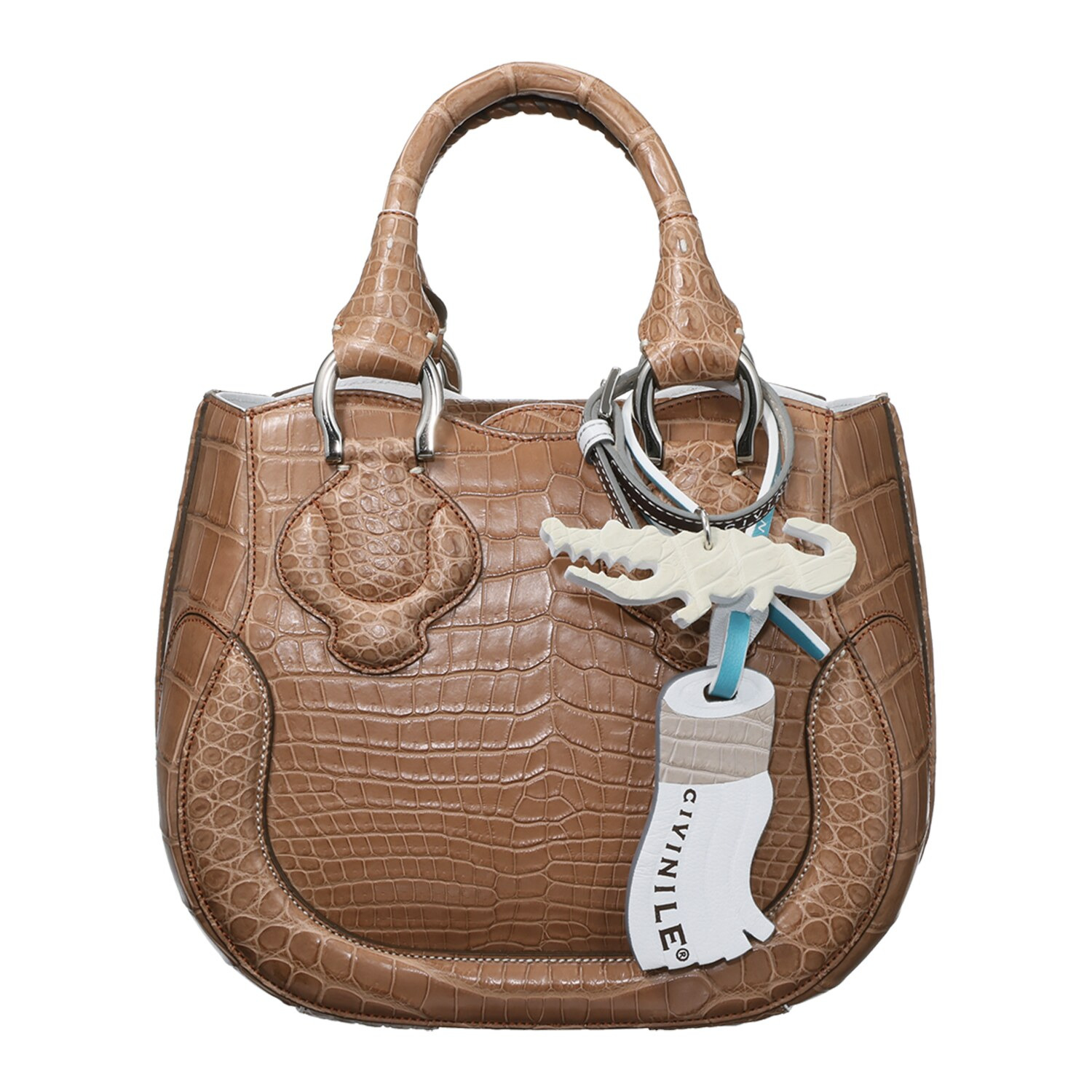 チビナイル クロコダイル ラウンドスクエア ハンドバッグ