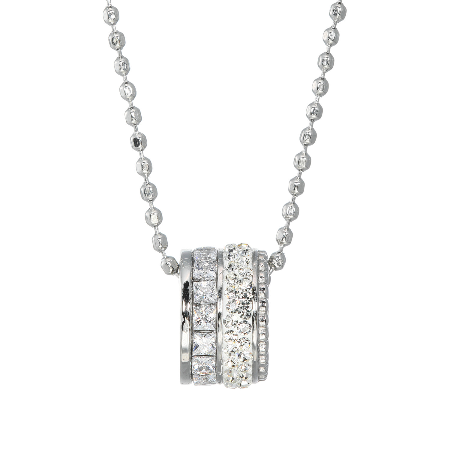 エービーステン ステンレス クリスタルガラス ツインサークル ペンダント