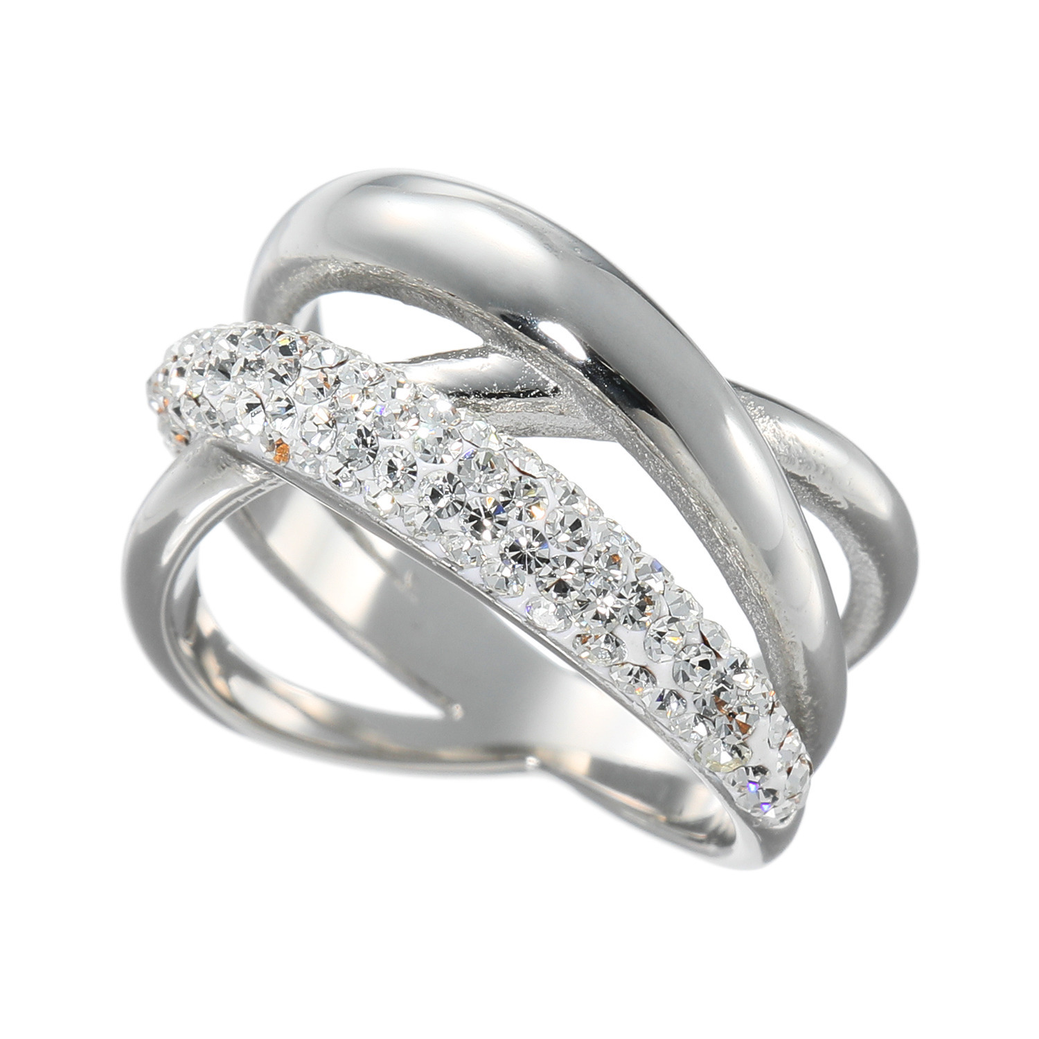 アビステ ウォッチ＆アクセサリーズ ステンレス クリスタルガラス クロススタイルリング