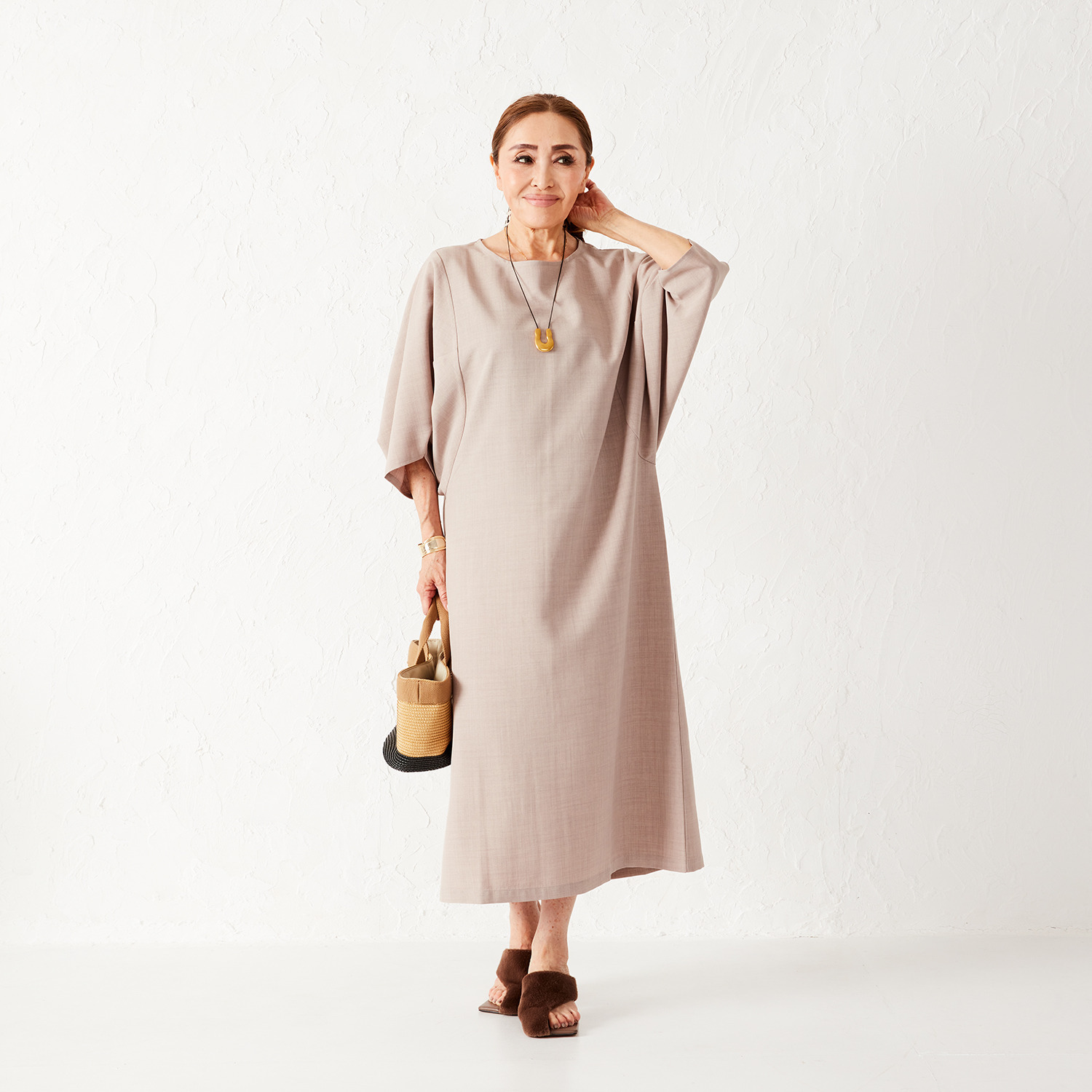 エアリーフェアリー ＵＶカット・接触冷感・ 吸水速乾 麻調ドレープワンピース