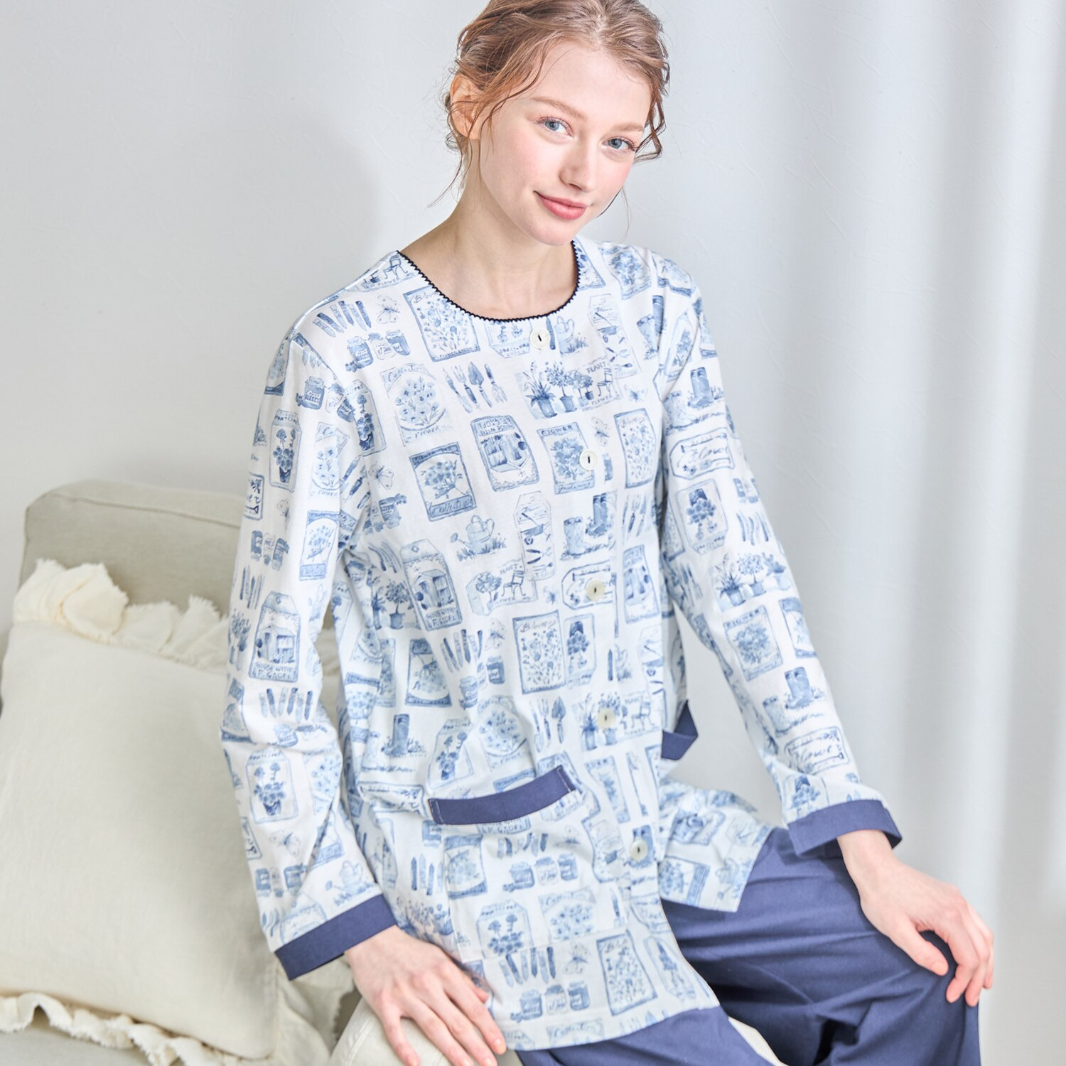 ナルエー コットン100％天竺 スプリングガーデン セットアップ  