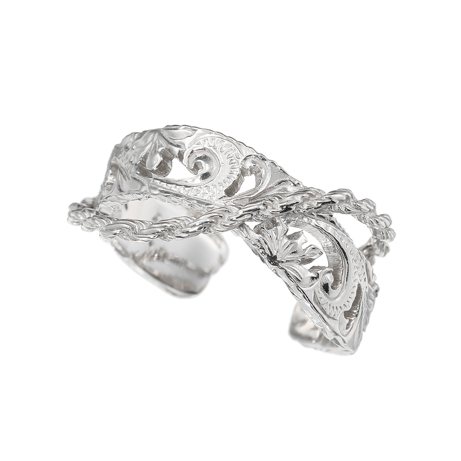 アーティストリー＆アイ シルバー ロープチェーンデザイン 片側用イヤーカフ兼 ピンキーリング