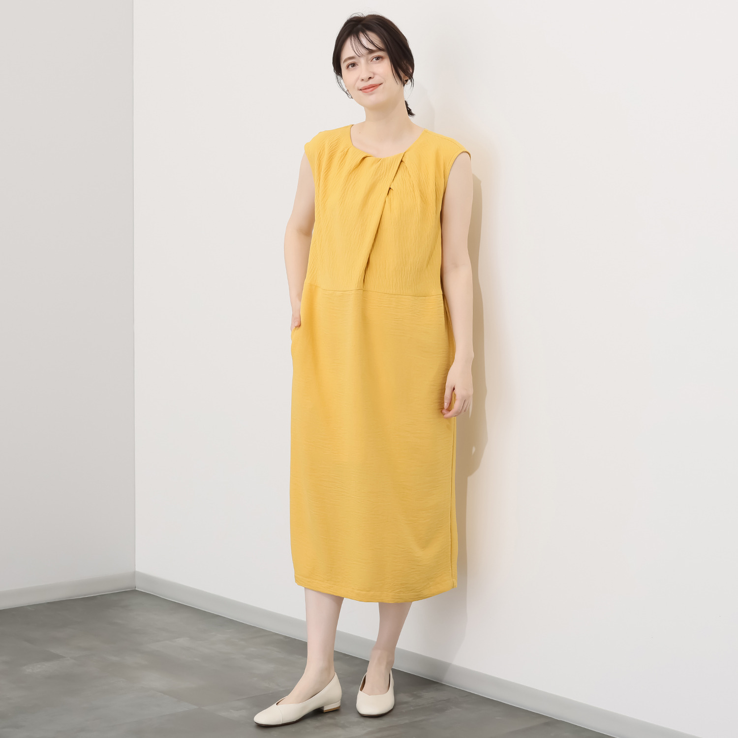 アリュメット しじら織 Ｉラインワンピース