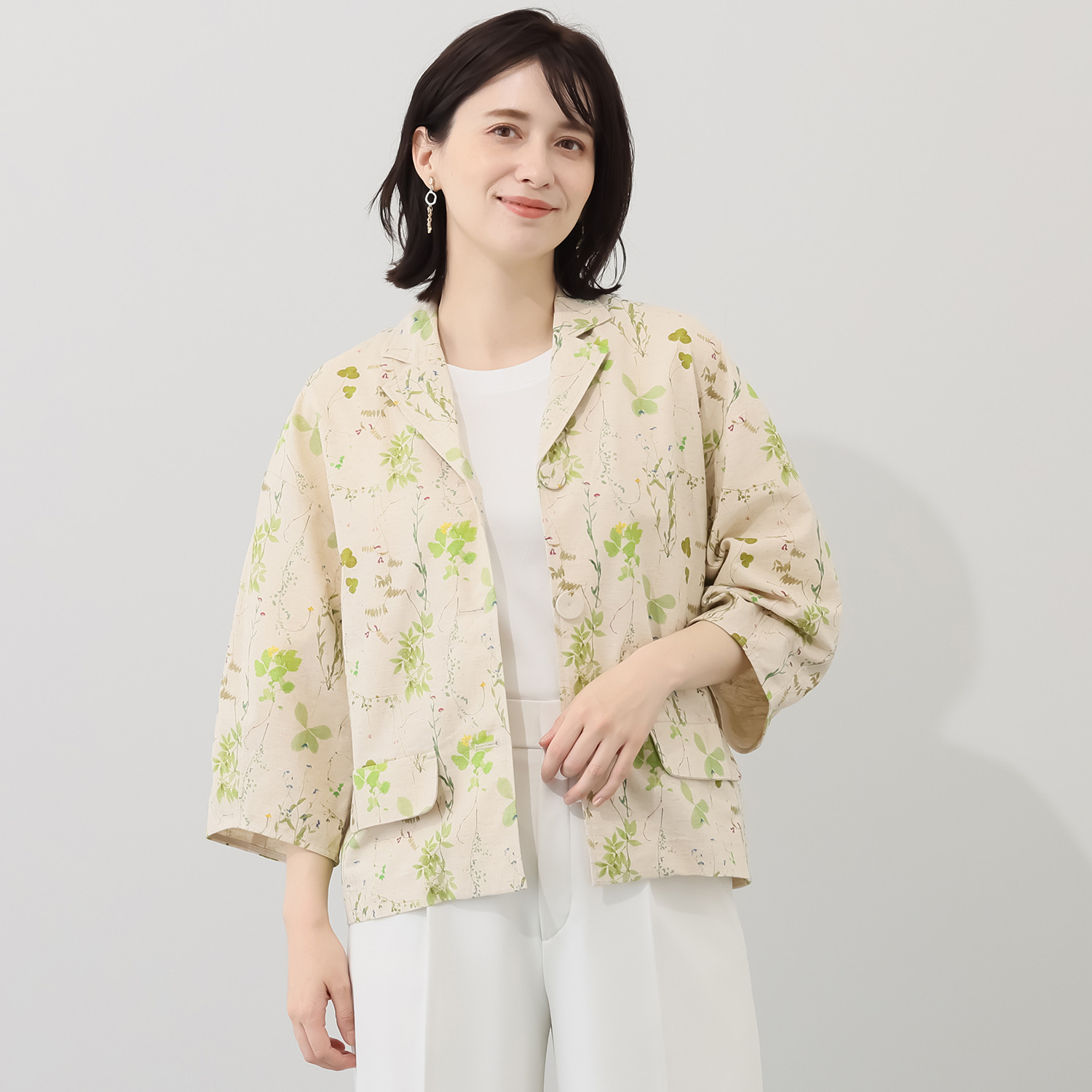 イヴァナ・ヘルシンキ 綿麻 北欧花柄プリント シャツジャケット