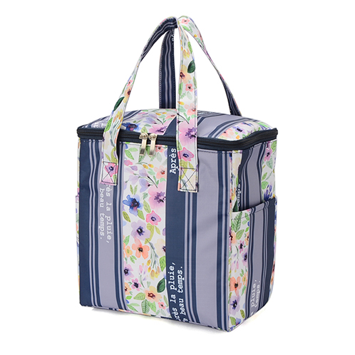 ラルジュ スクエア保冷バッグ ＜ストライプフラワー＞
