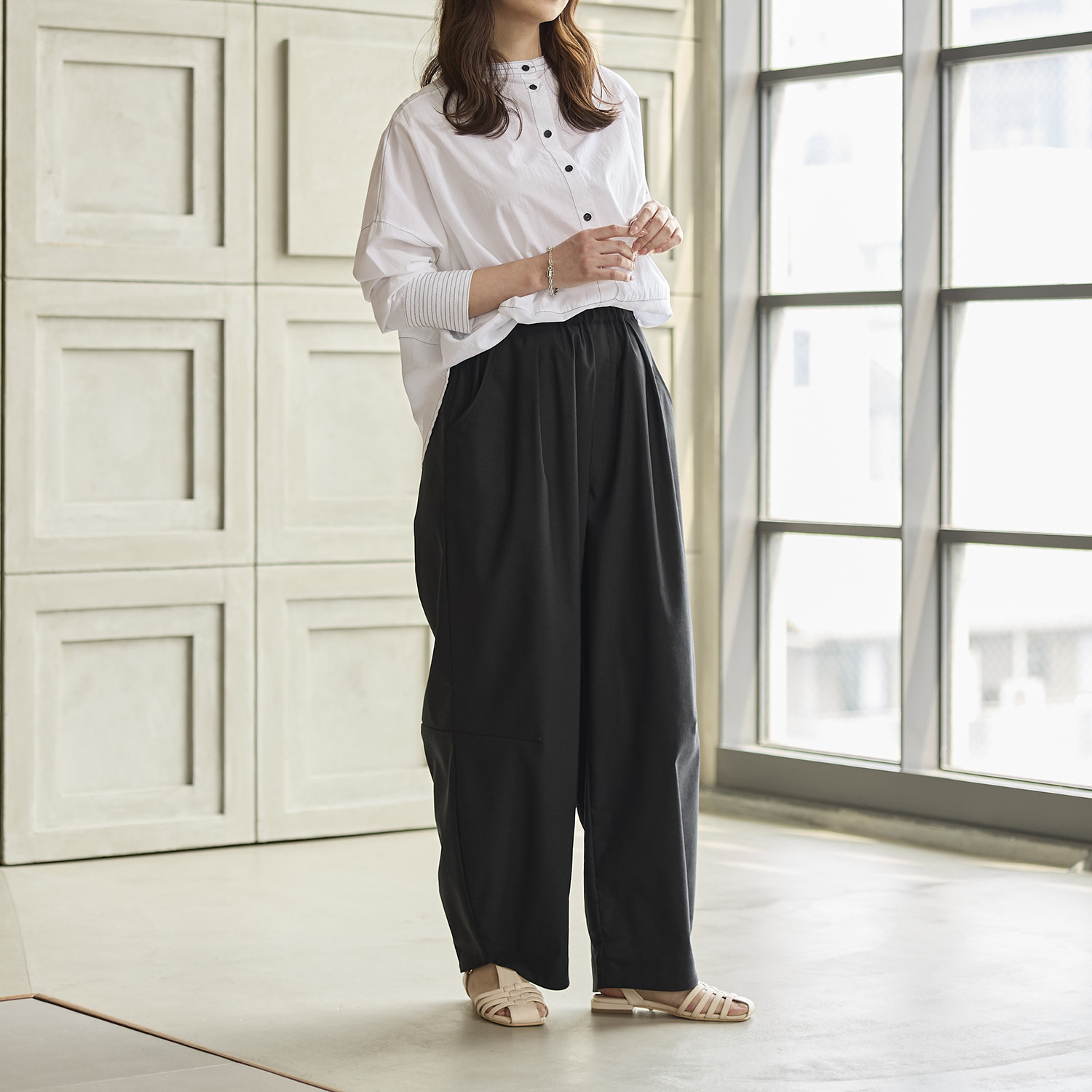 アトリエール ＵＶカット・接触冷感 ライトコットン混 バルーンパンツ