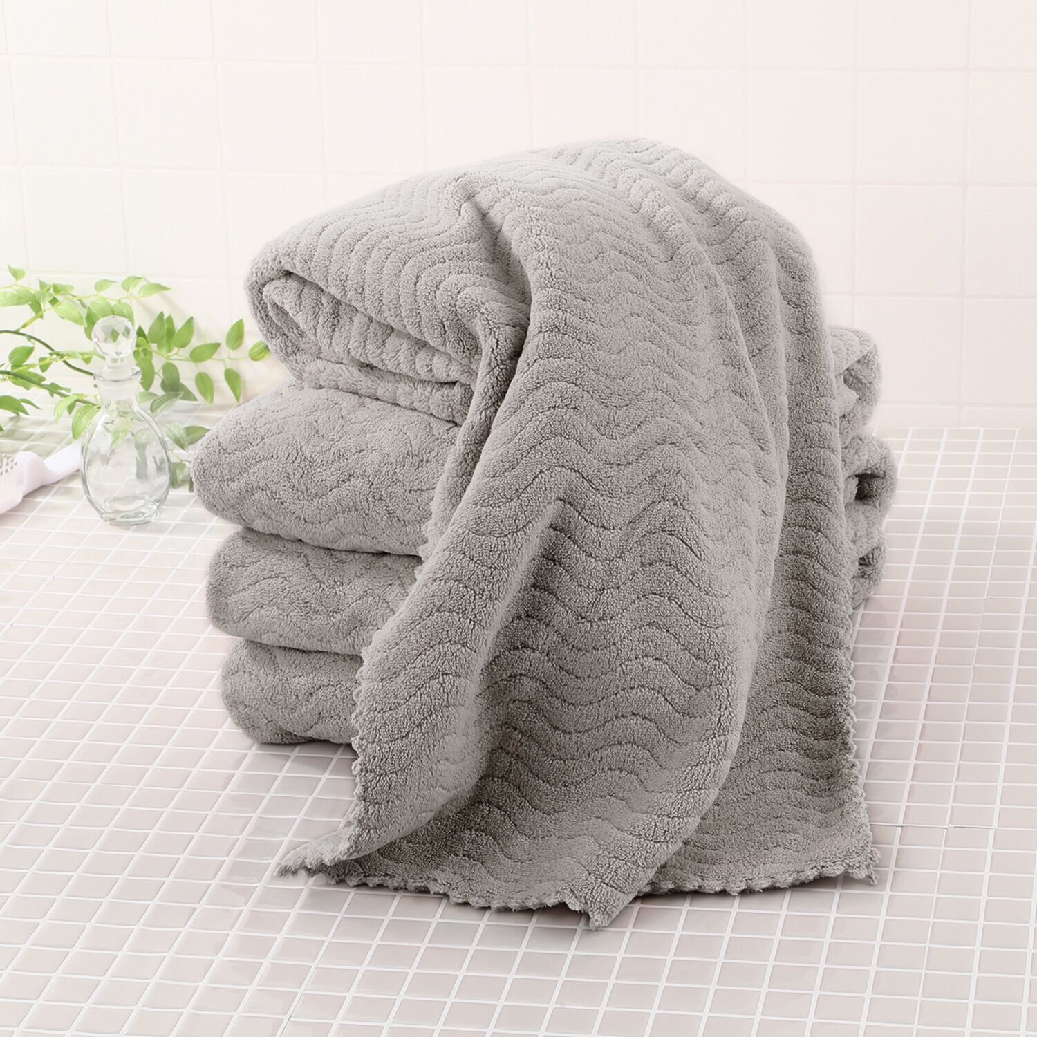 吸水美神 吸水力抜群！ ふわふわヘアータオル 同色4枚セット