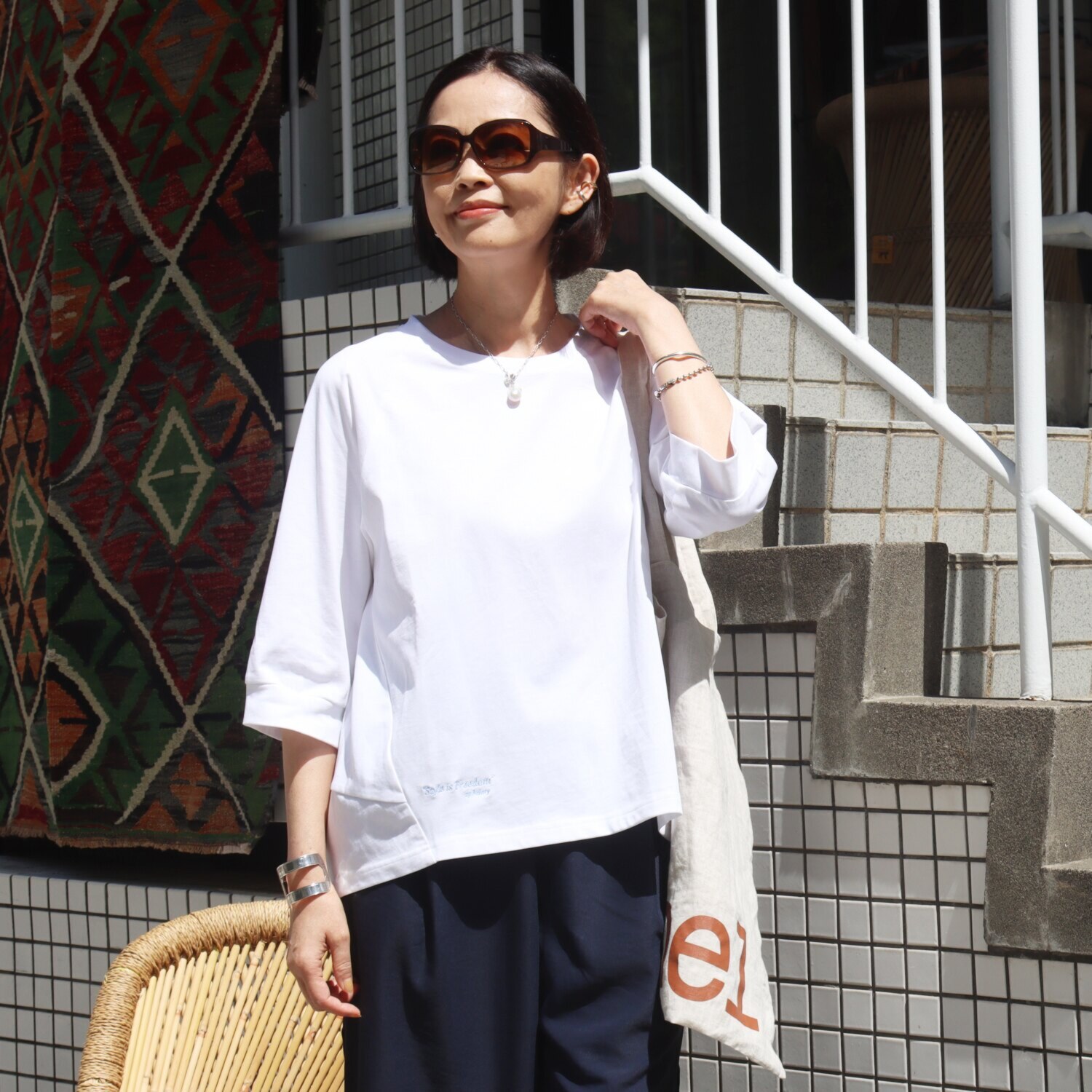 リラリー リラックスフォルム 刺しゅう入りＴシャツ