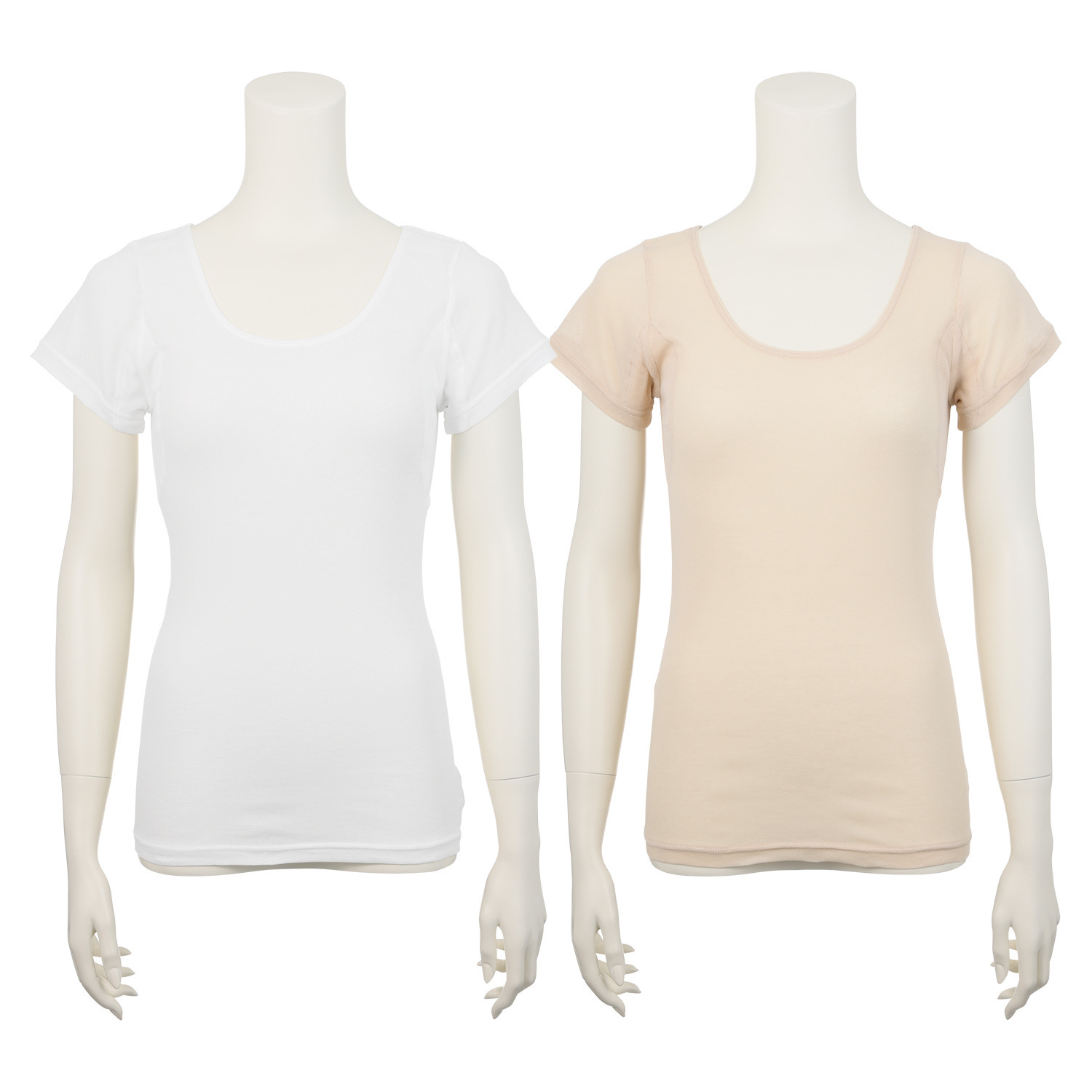 マリランテ 抗菌防臭 強撚糸綿１００％ 薄くてさらさら 汗取り付半袖インナー ２枚セット