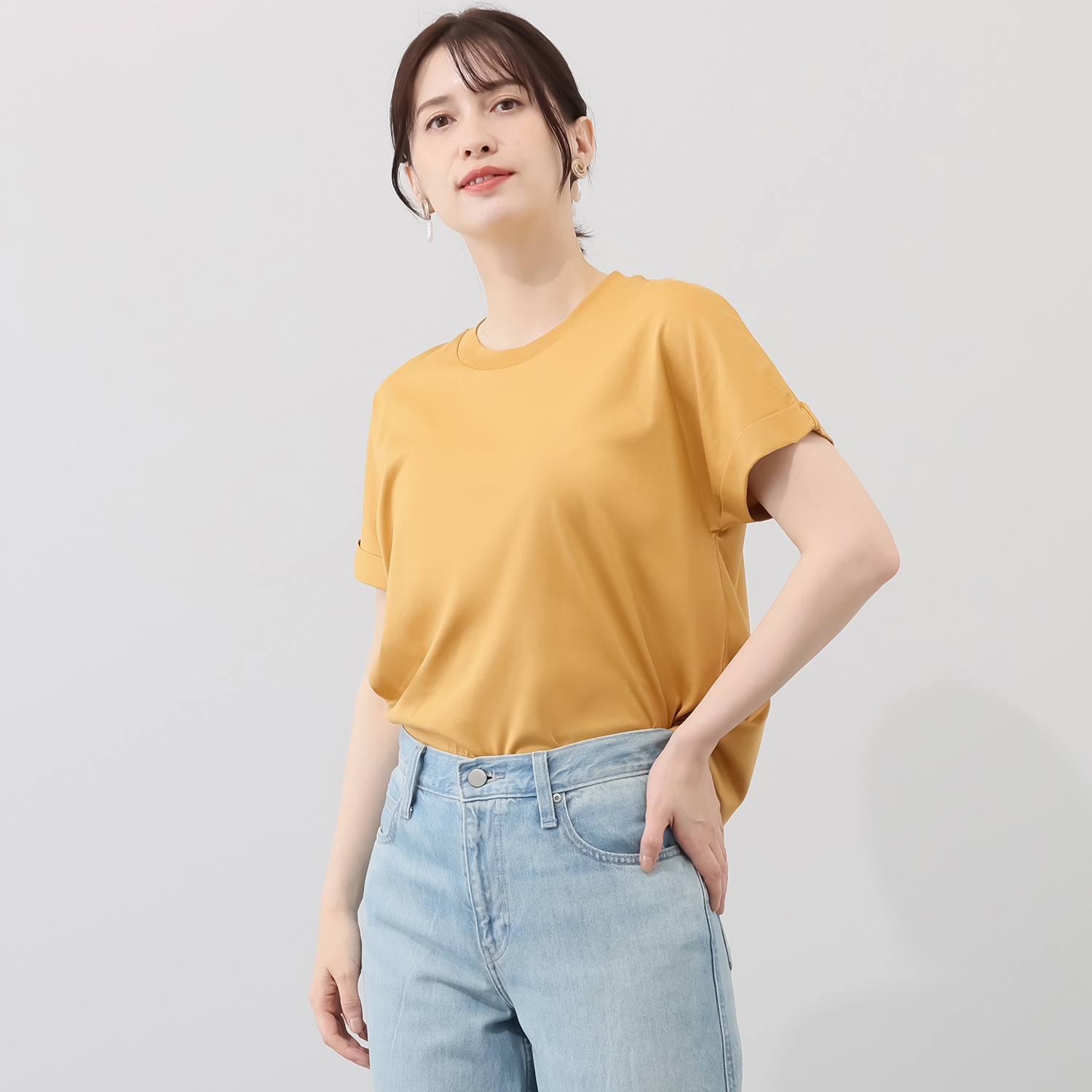 ルナリア 接触冷感・シルケット加工 ひやさらコットン ドルマン半袖Ｔシャツ