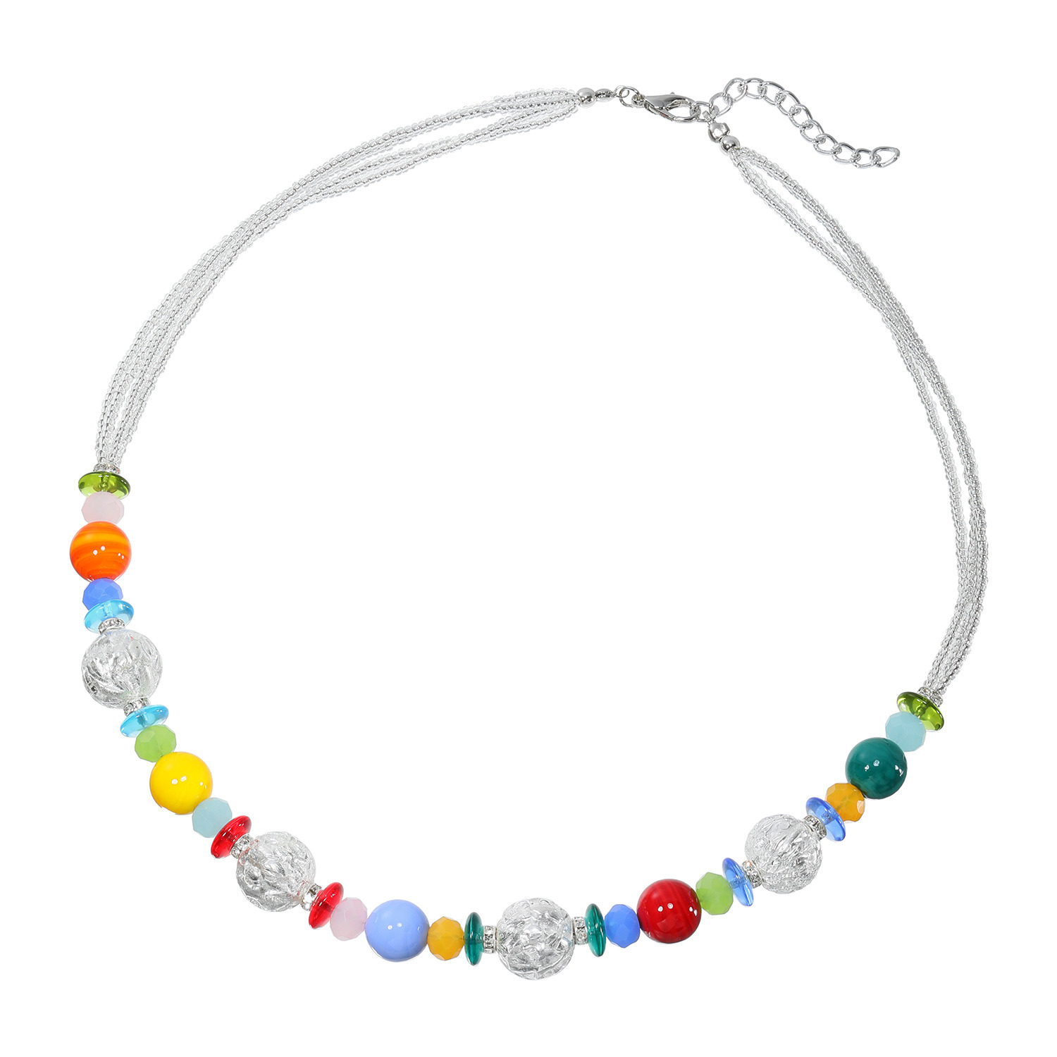 ラグーナ ベネチアンガラス ４連ビーズアクセント ボリュームネックレス