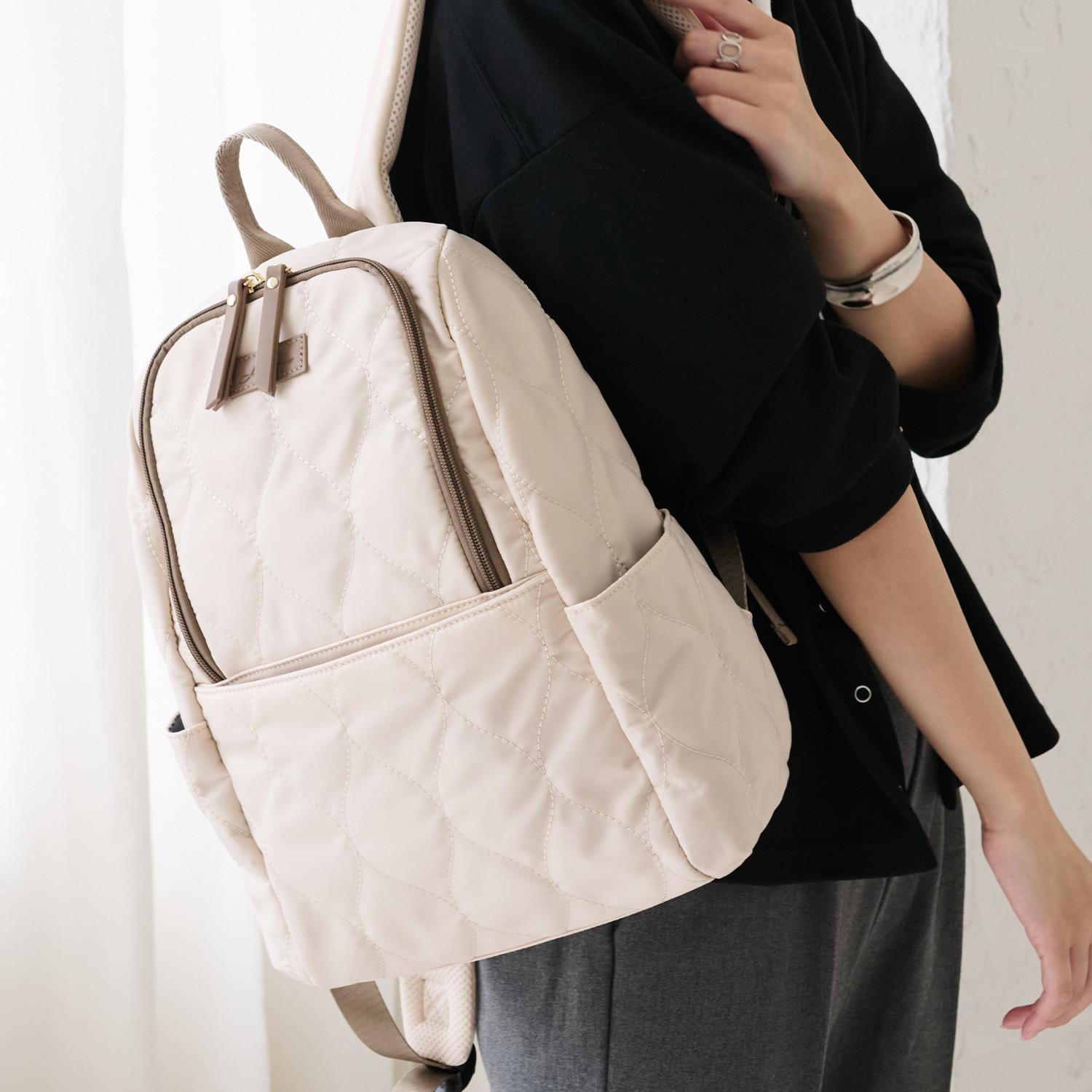 リズデイズ はっ水 キルティングファスナー ミニリュック