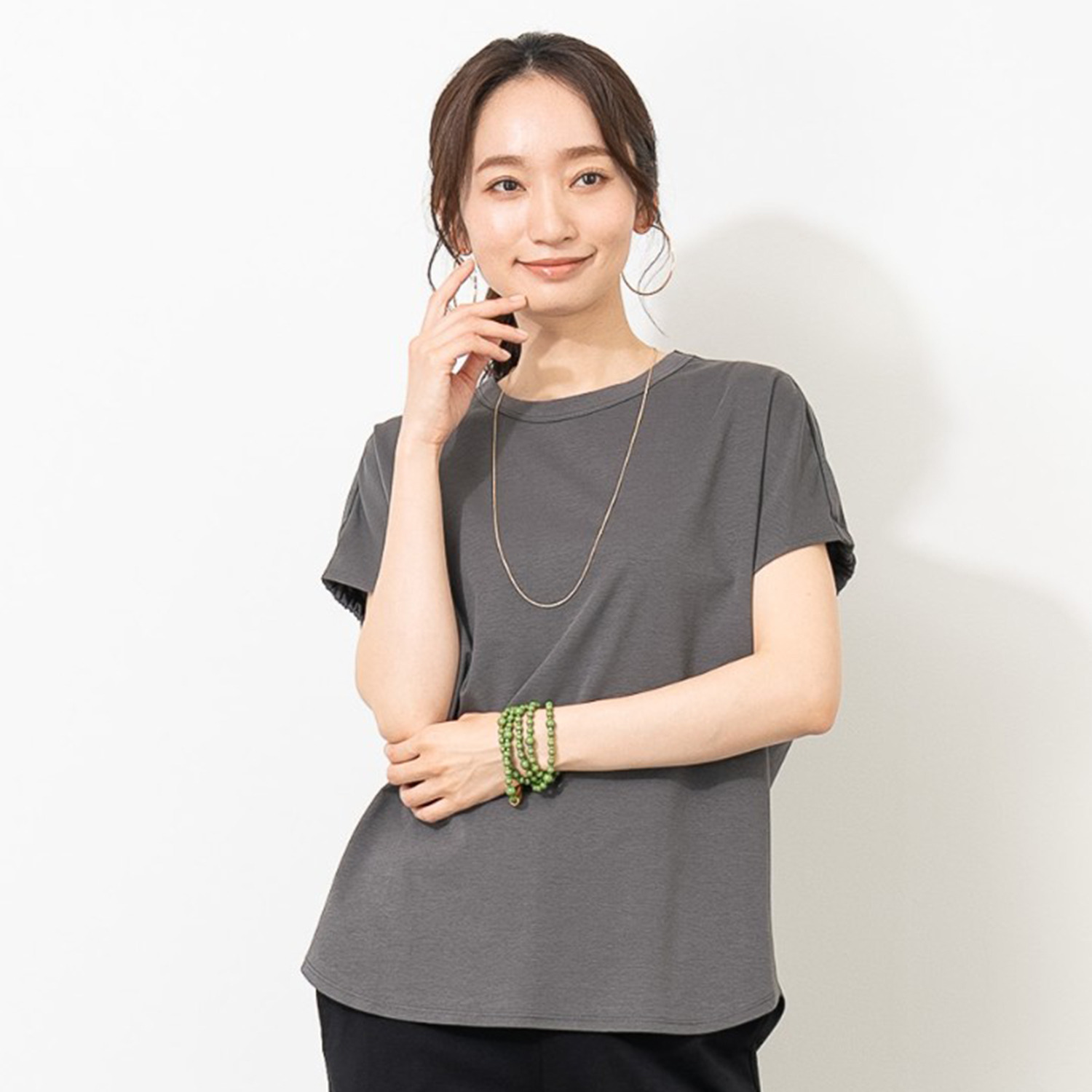 元町ゼラール エグゼクティブ ジャージー素材使用 １枚でサマになる！ きれい見えプルオーバー