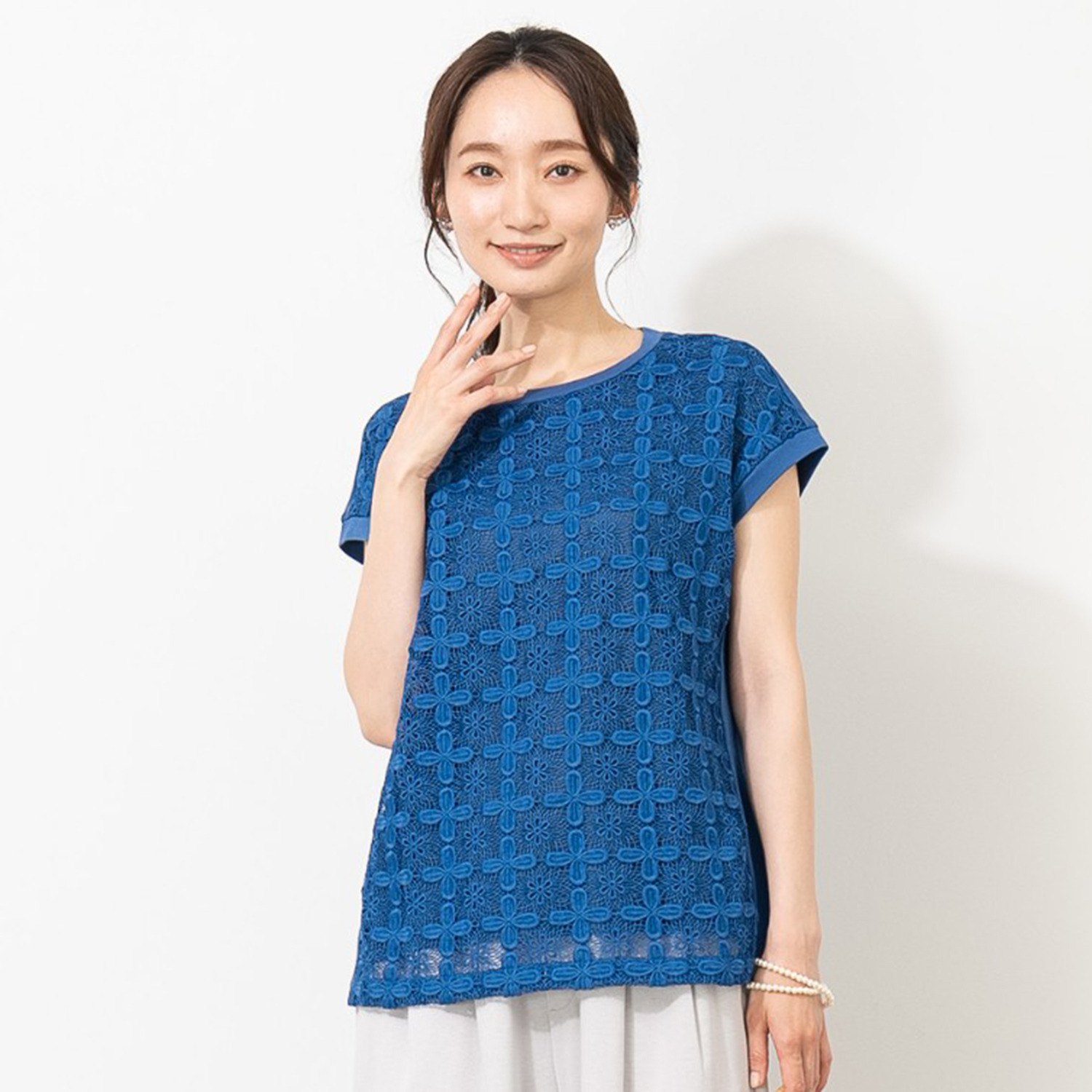 元町ゼラール 華やかで着心地が良い フロントレースコンビ エレガンスプルオーバー